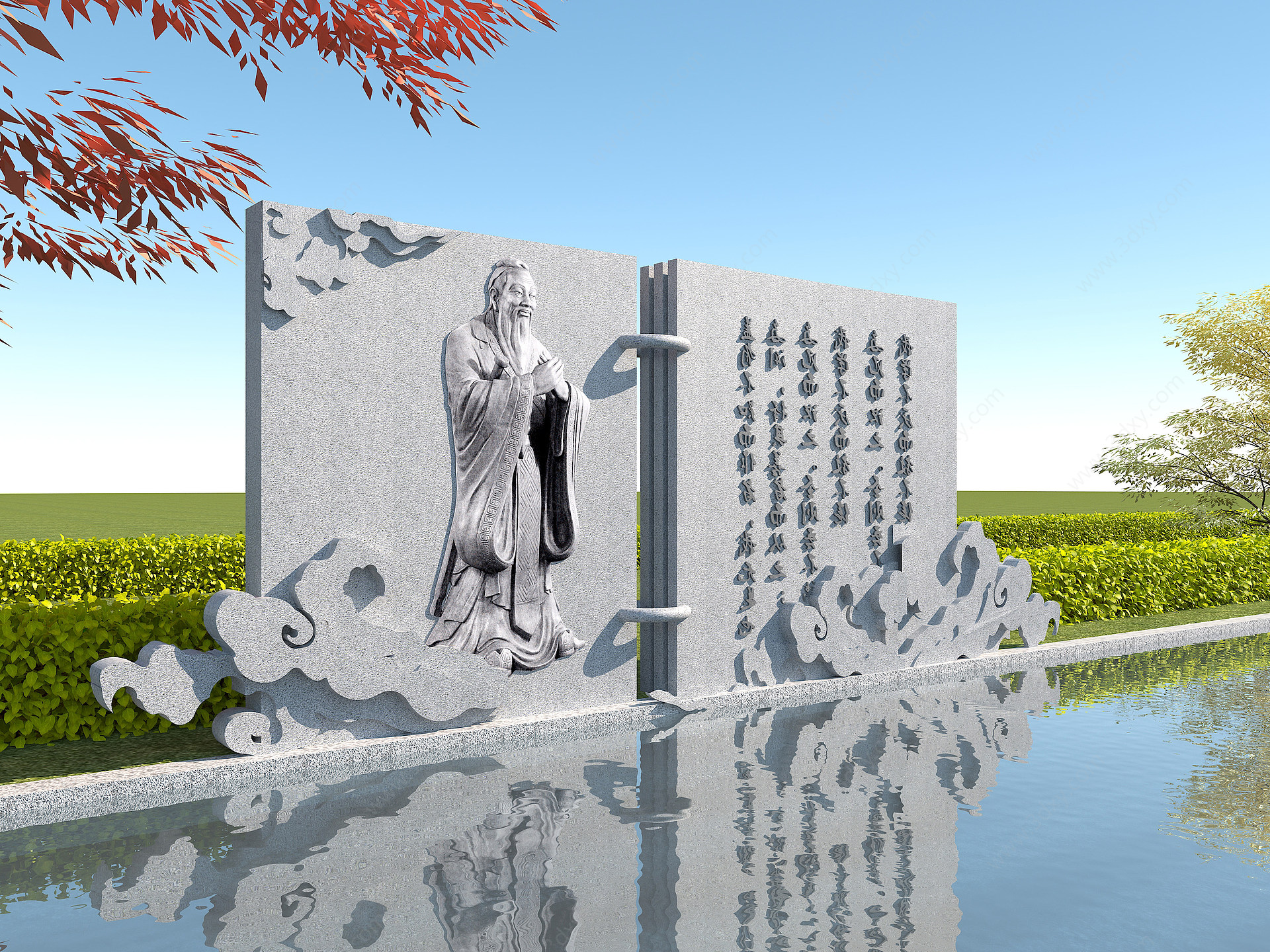 中式传统文化雕塑3D模型