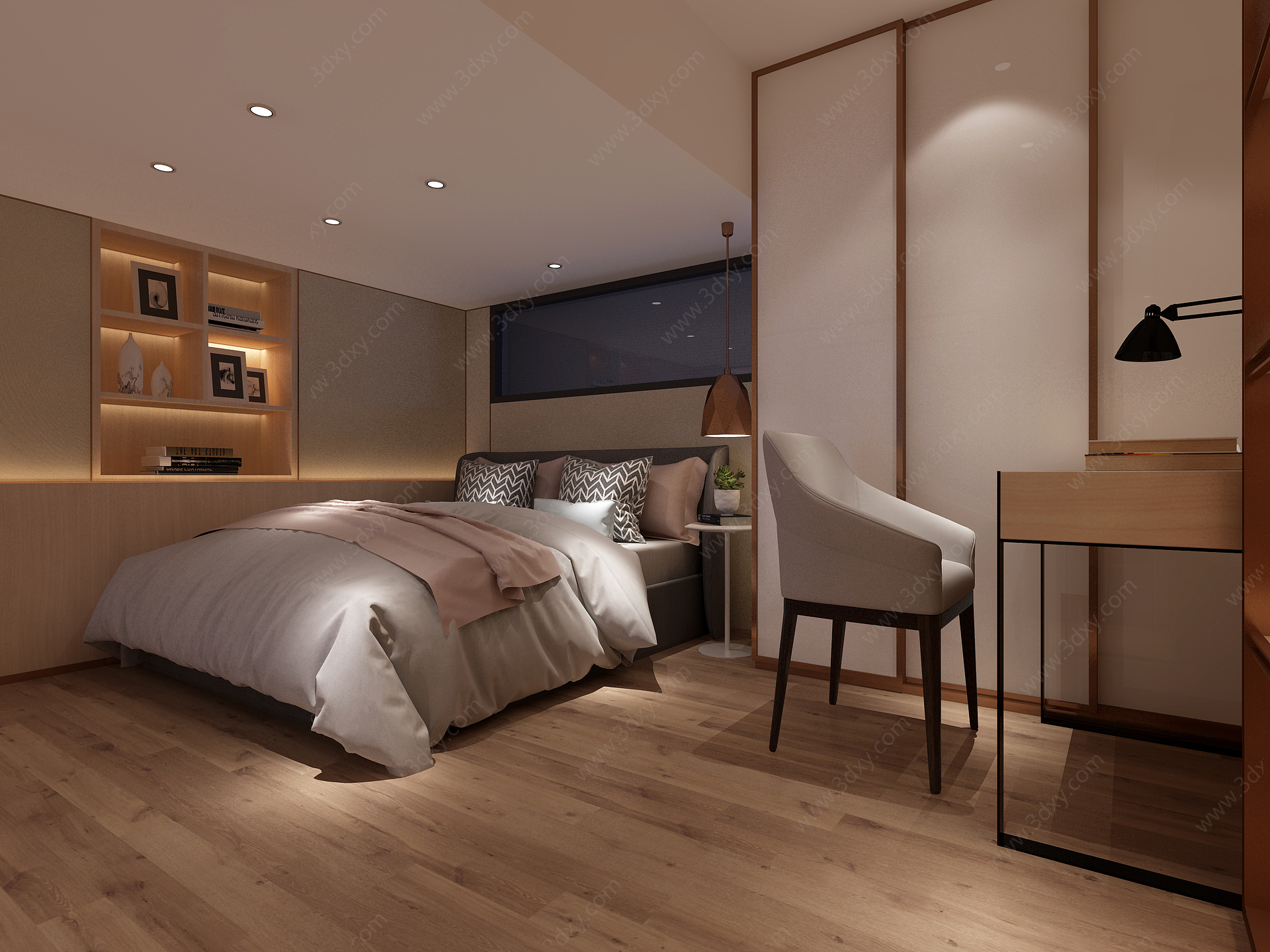 现代复式公寓客餐厅卧室3D模型