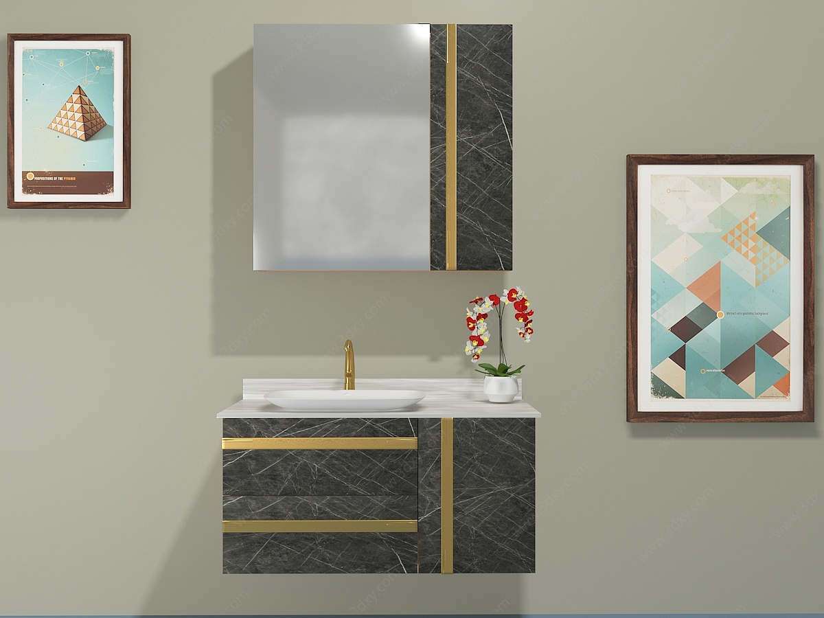 现代简约卫浴柜3D模型