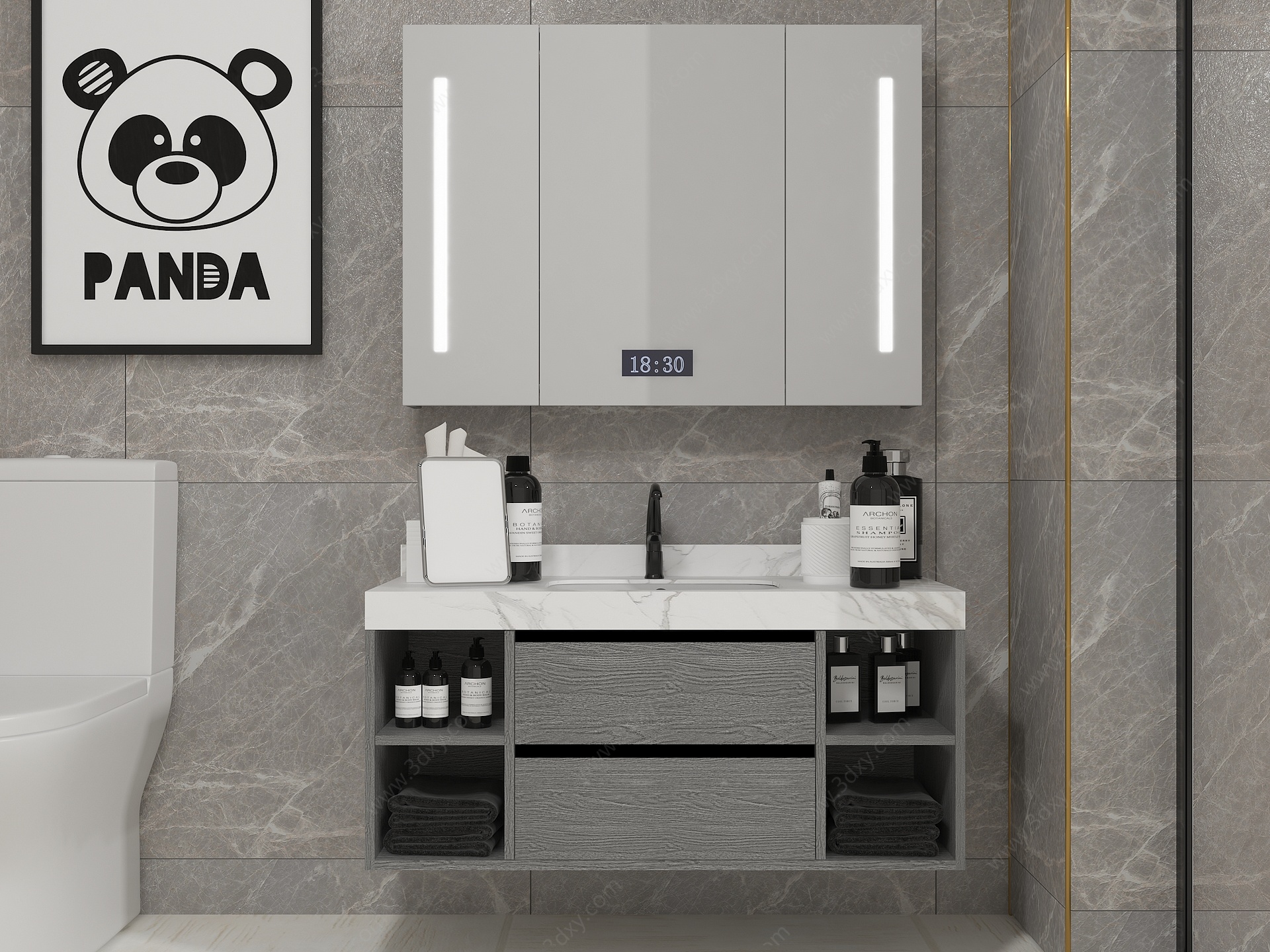 现代卫浴柜智能镜柜3D模型