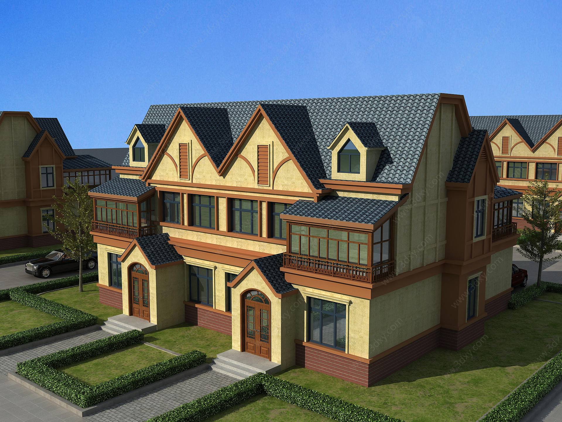 欧式风格别墅外观3D模型