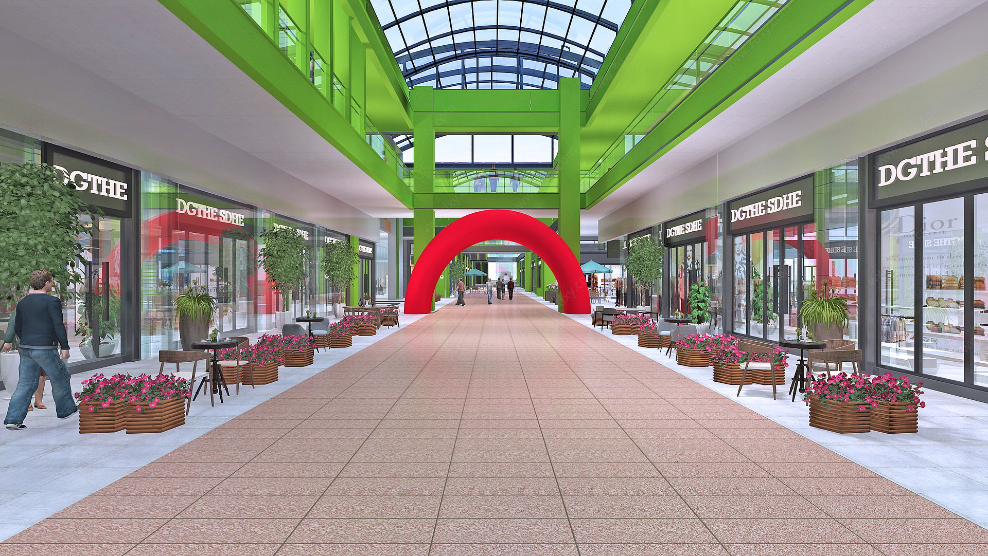现代商场商场走廊门头3D模型