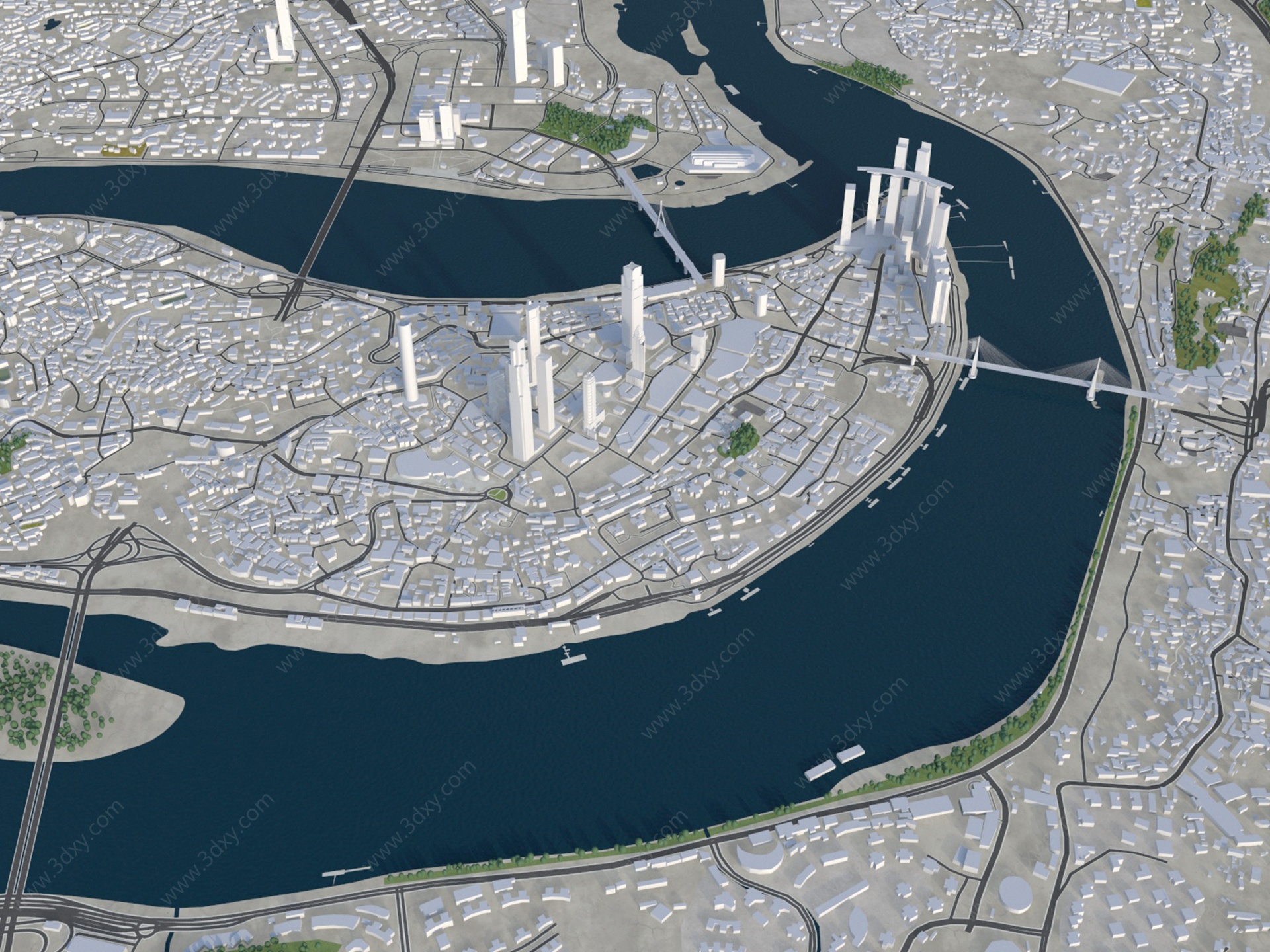 现代重庆鸟瞰规划图3D模型