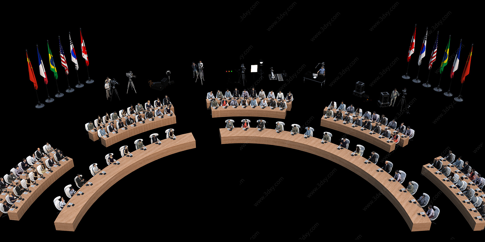 现代多人会议桌3D模型