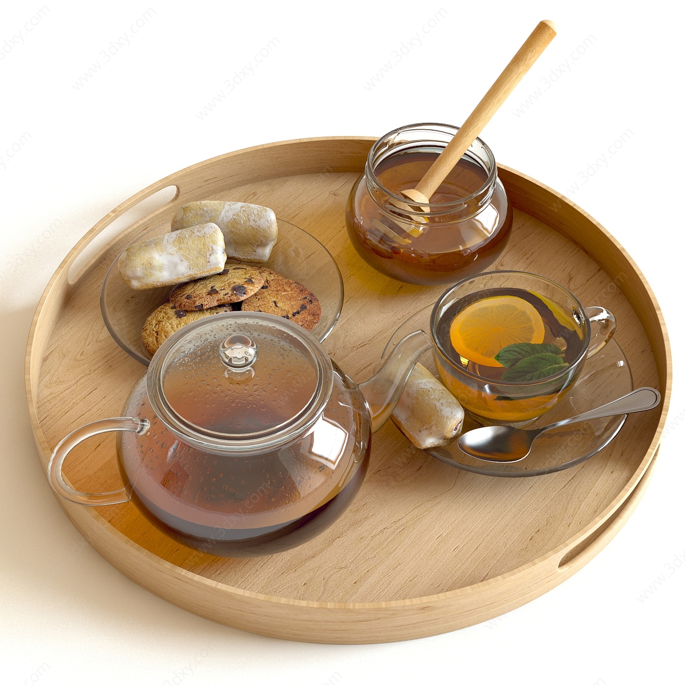 现代茶壶茶杯组合3D模型