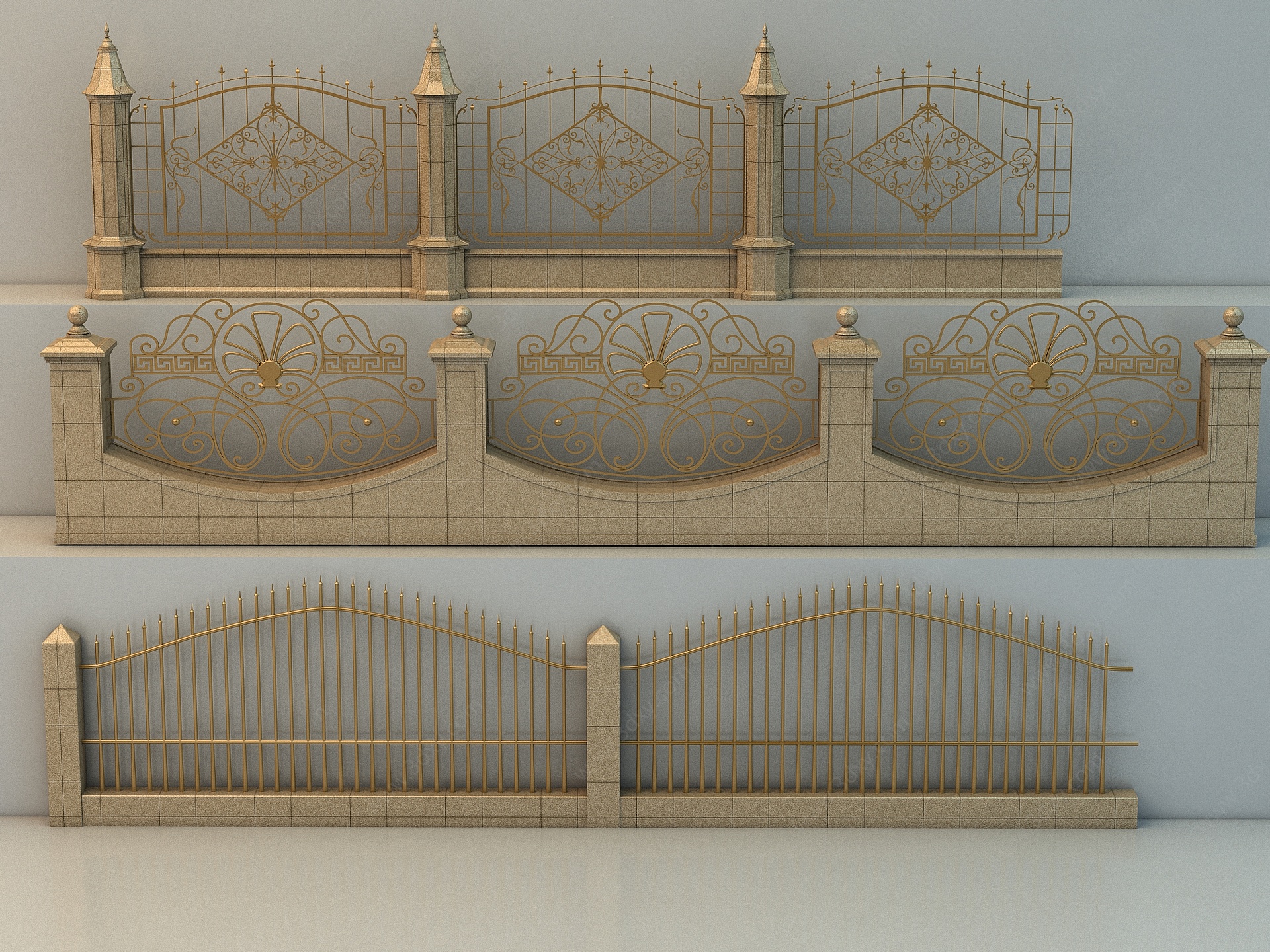 欧式院墙围墙景墙3D模型