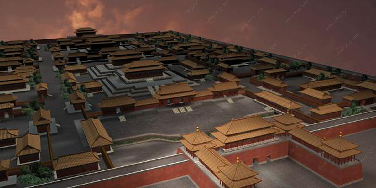 中式午门城楼牌楼3D模型