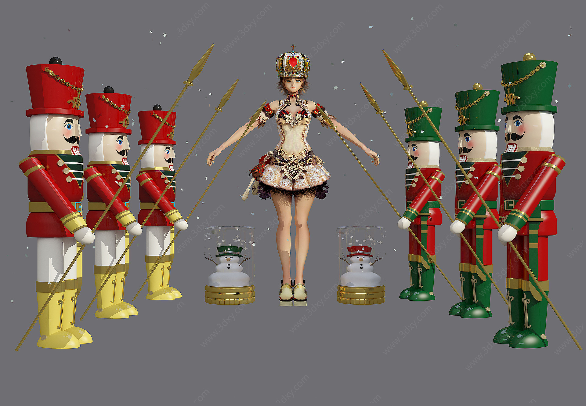 玩具胡桃夾子士兵公主美女3D模型