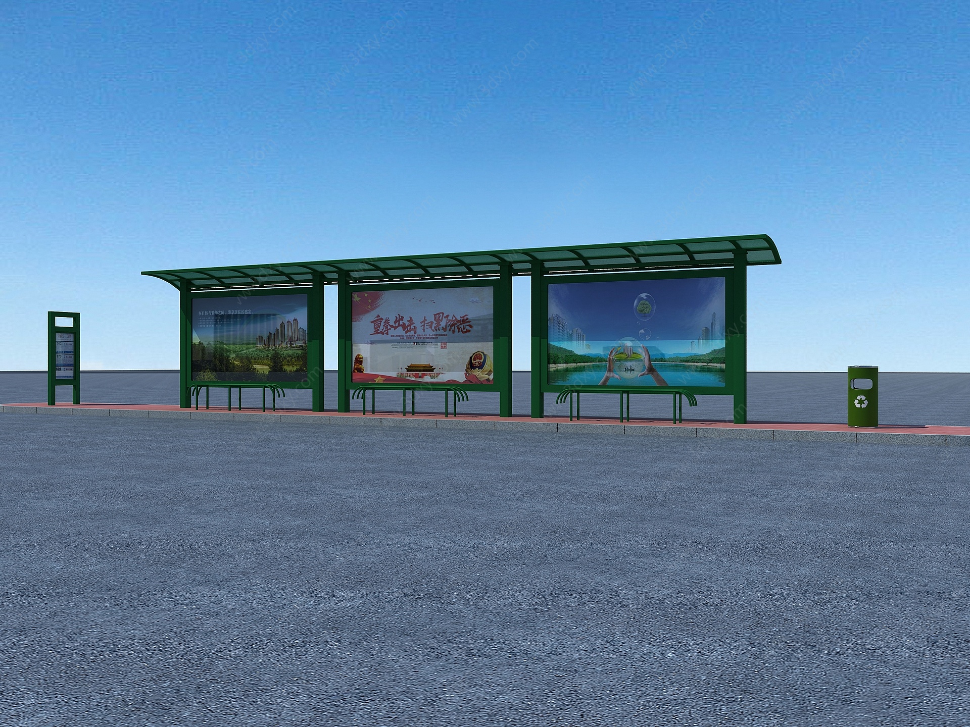 公交站公交汽车站3D模型