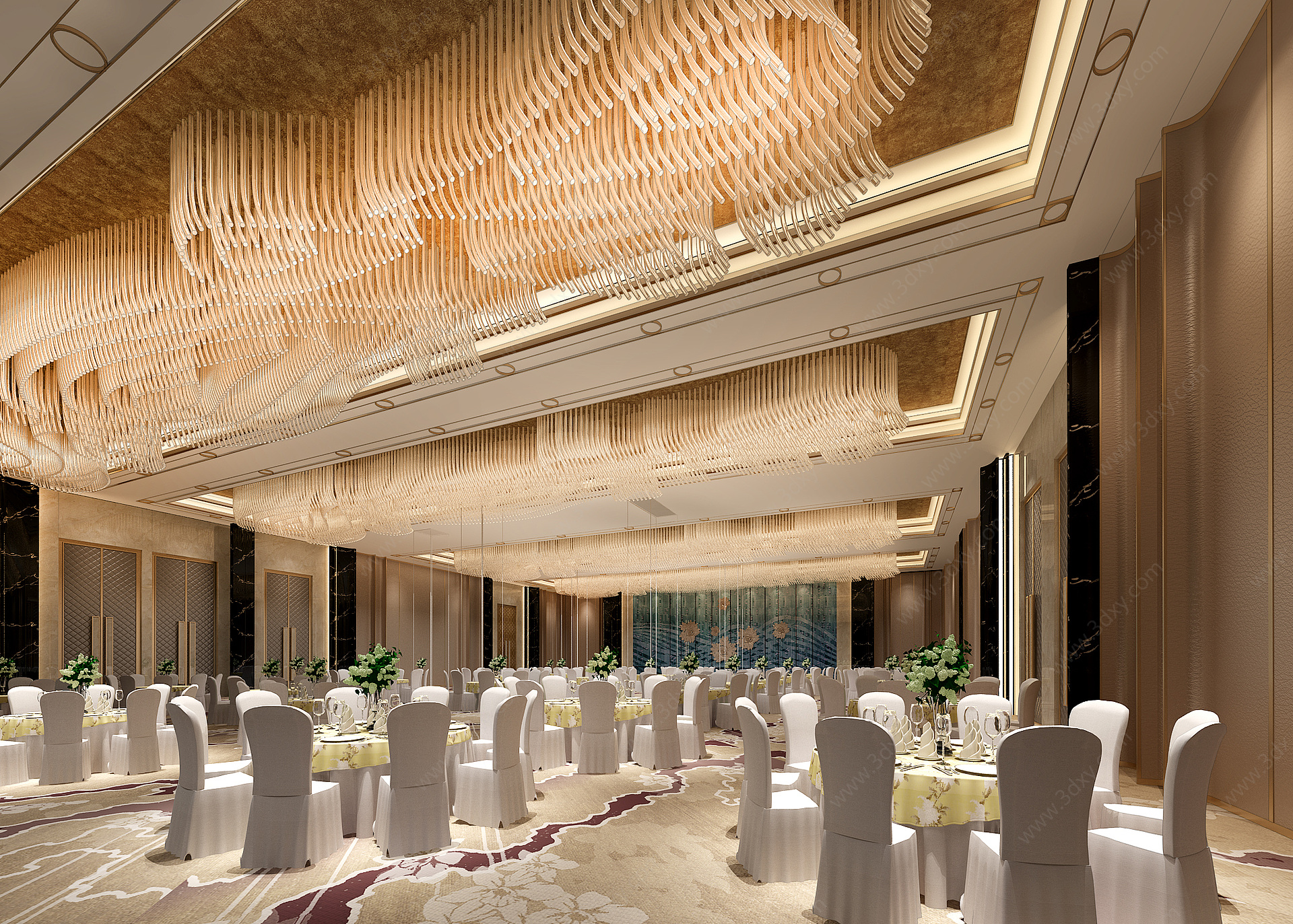 新中式宴会厅水晶吊灯3D模型