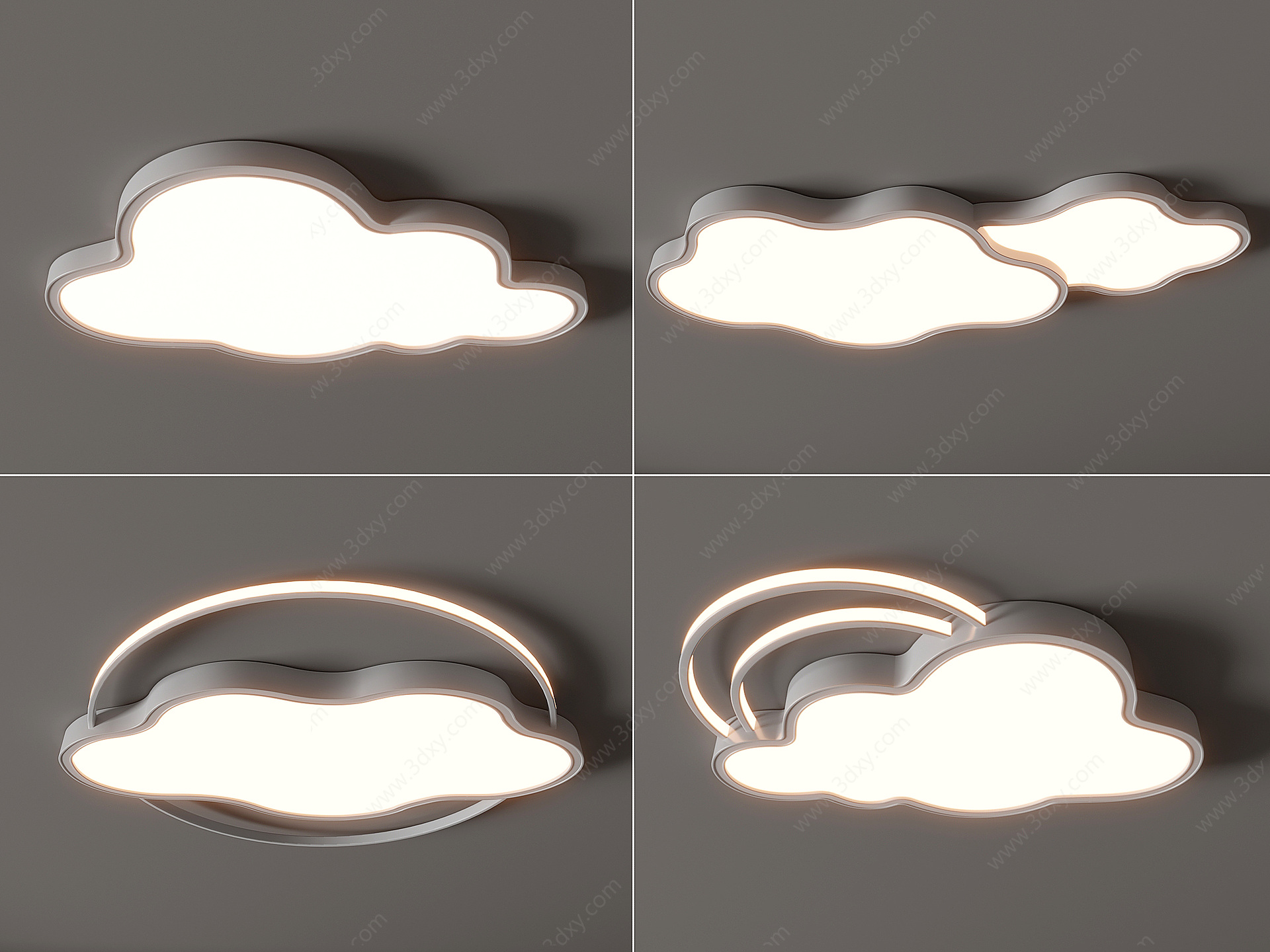 云朵形吸顶灯几何吸顶灯3D模型