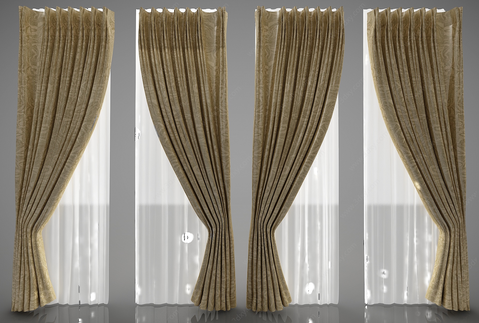 欧式风格窗帘3D模型