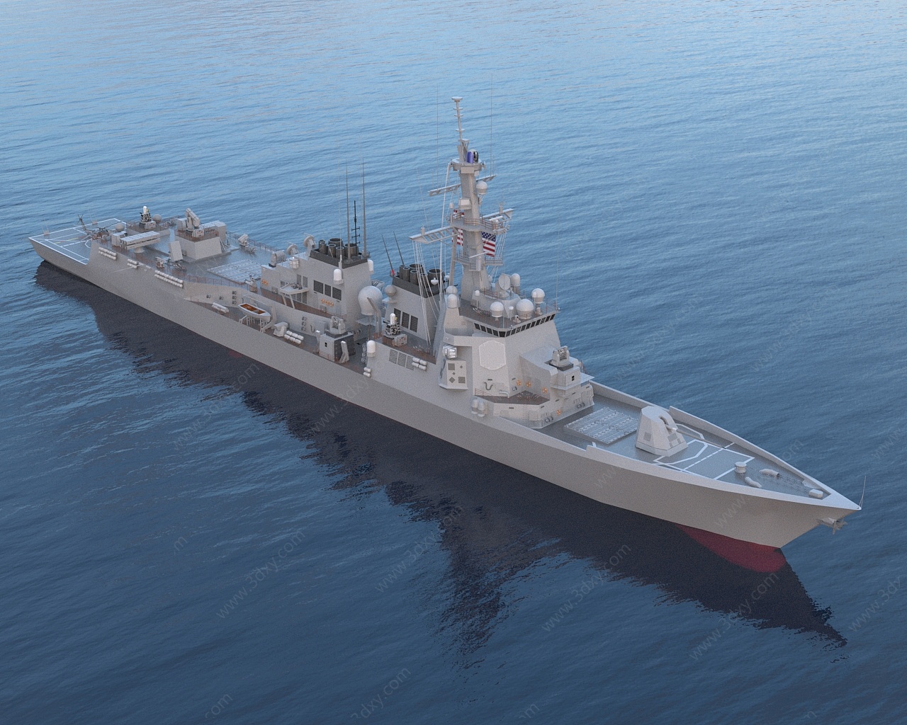 美国海军驱逐舰阿利伯克3D模型