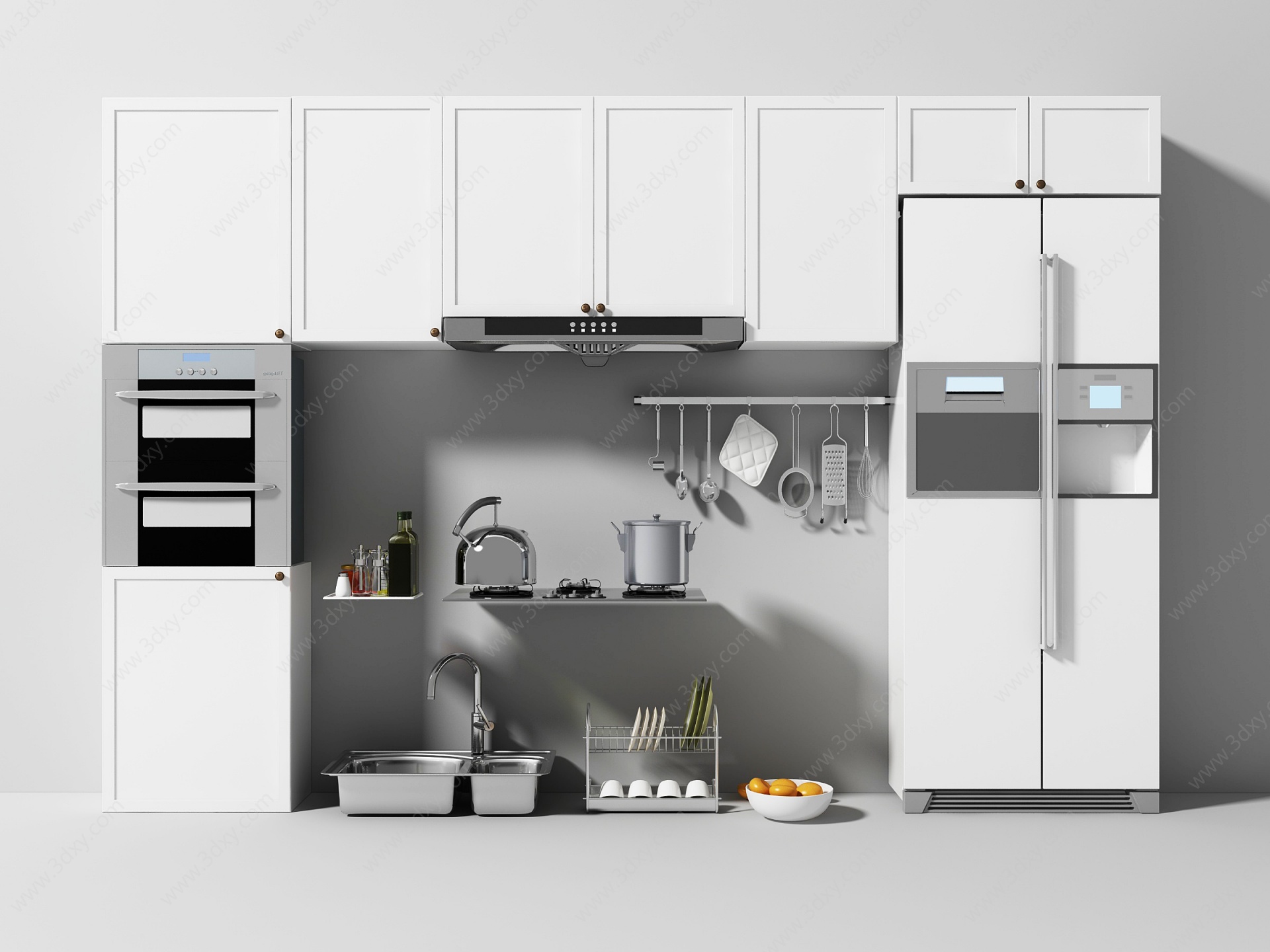 厨房橱柜厨具燃气灶冰箱3D模型