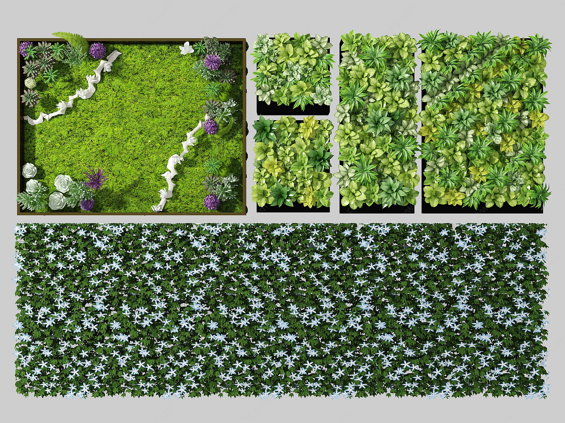 现代绿植墙组合3D模型