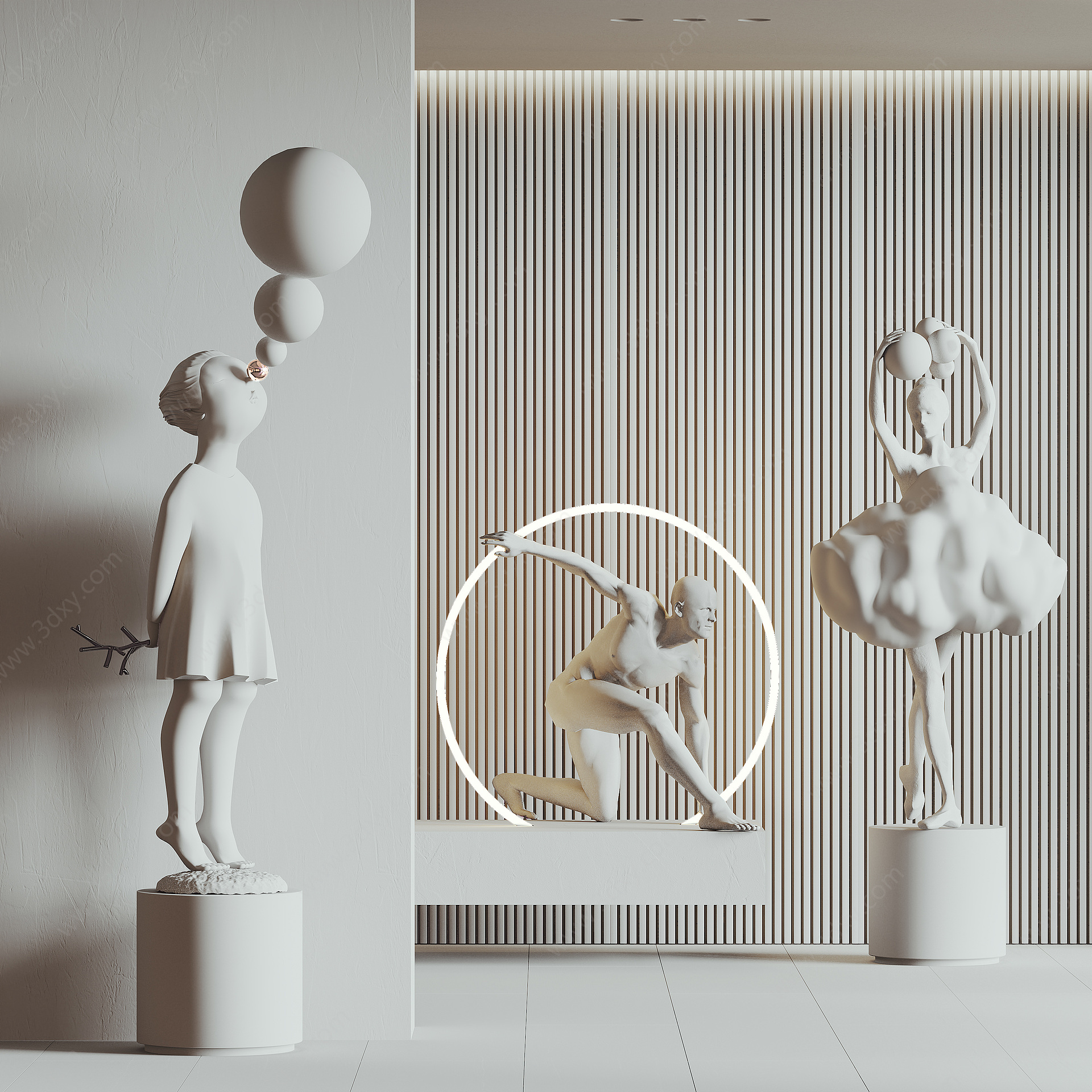 现代室内雕塑装置3D模型