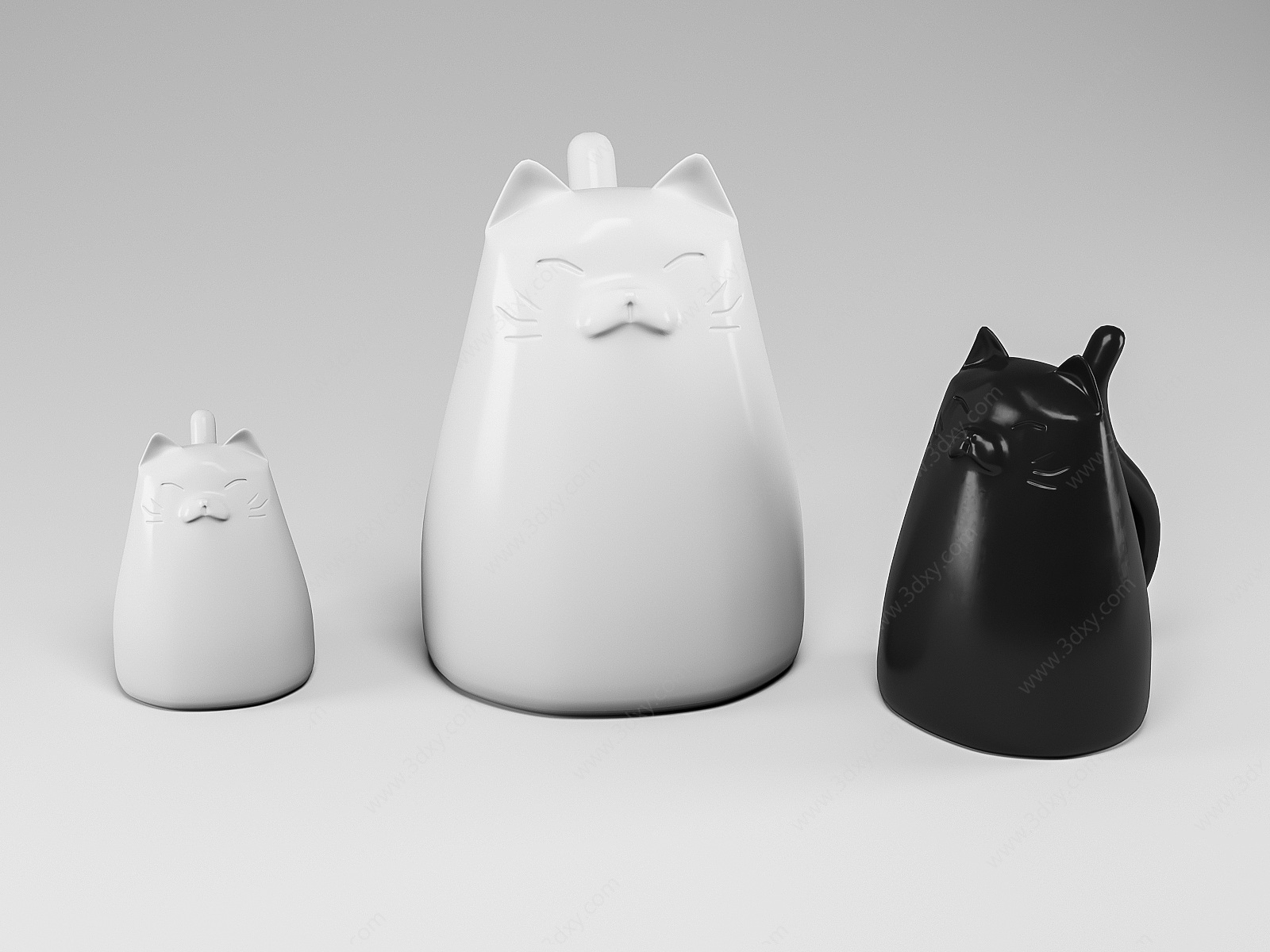现代小猫摆件3D模型