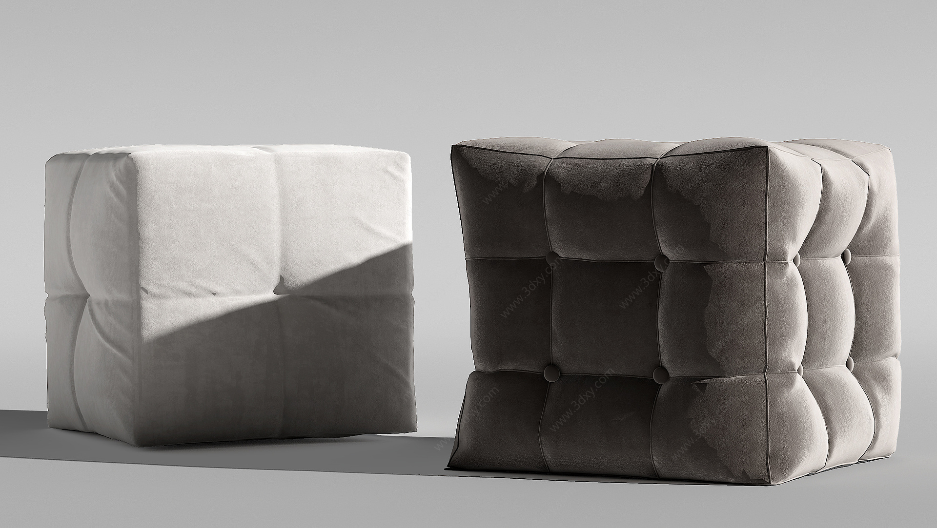 Poliform现代布绒沙发凳3D模型