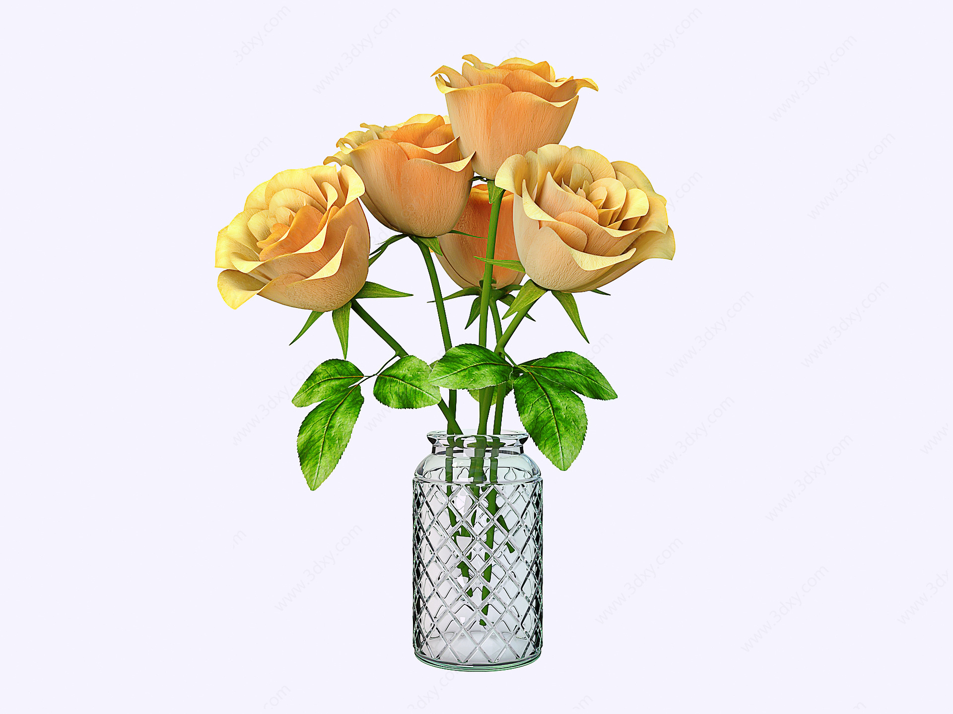 黄色玫瑰花水生植物3D模型
