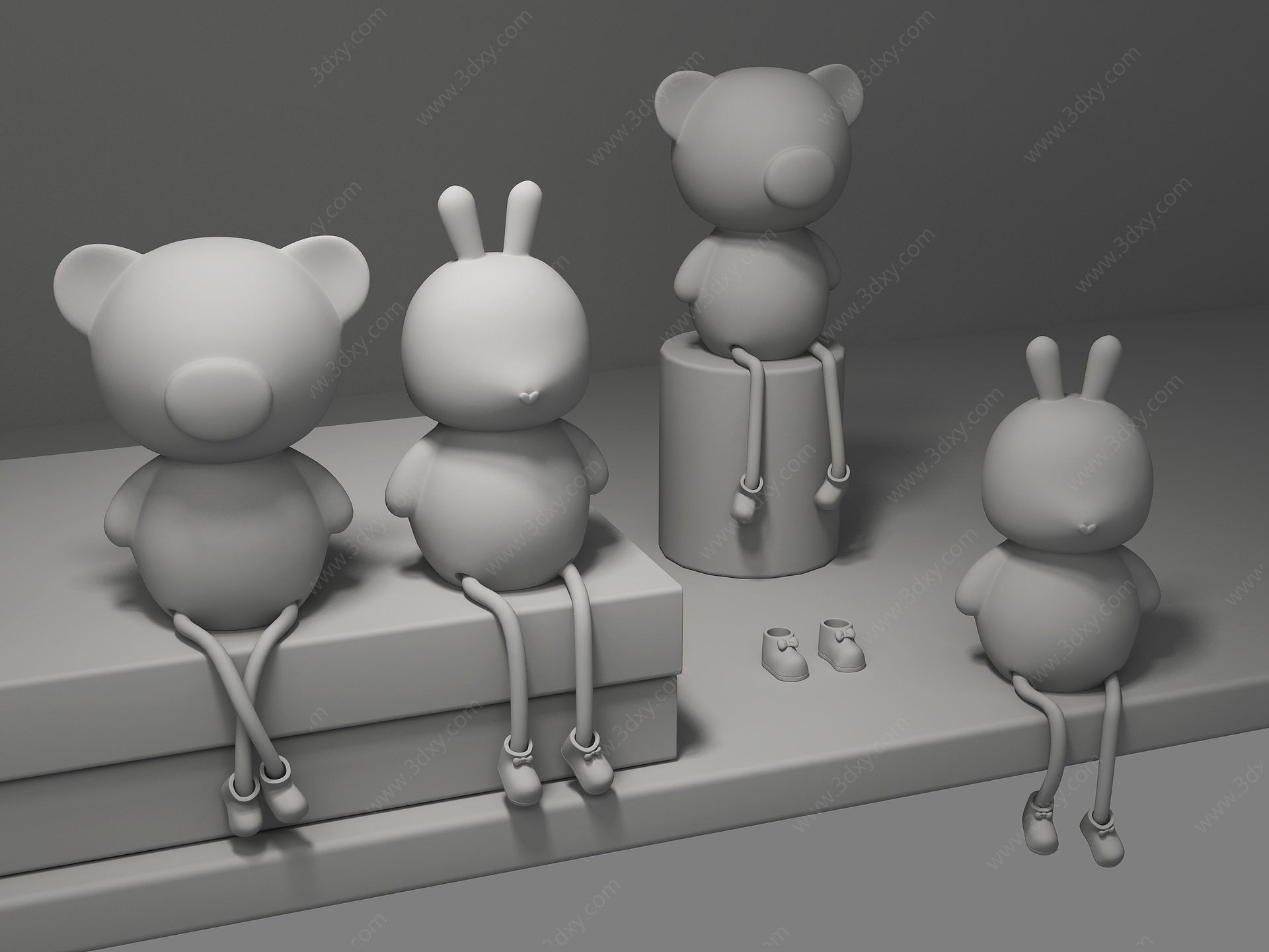 北欧摆件小熊兔子3D模型