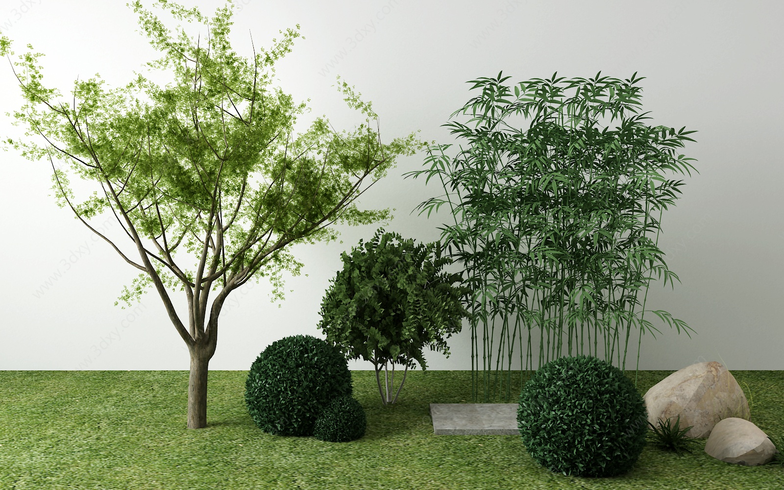 新中式景观小品竹子灌木3D模型