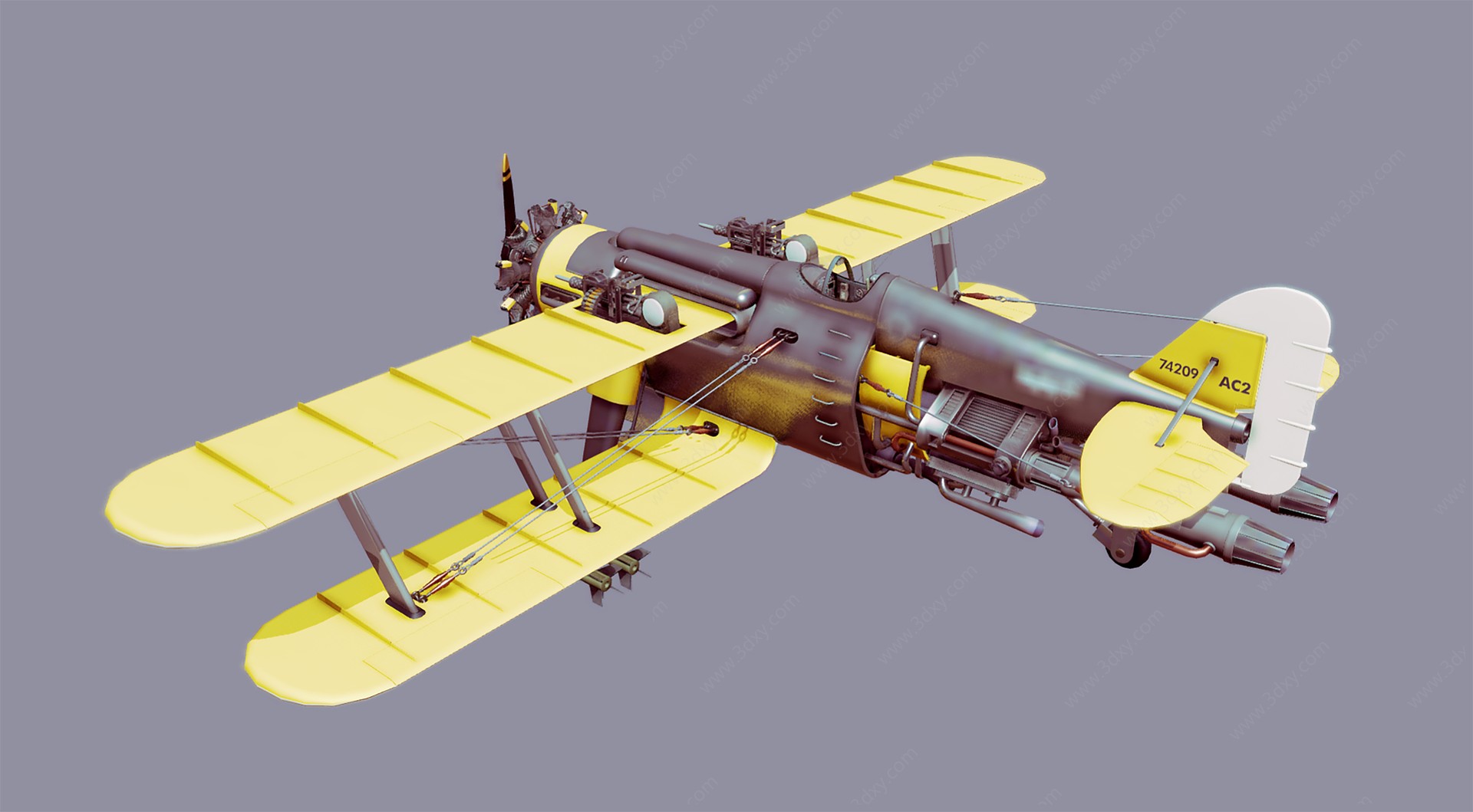 双翼飞机3D模型