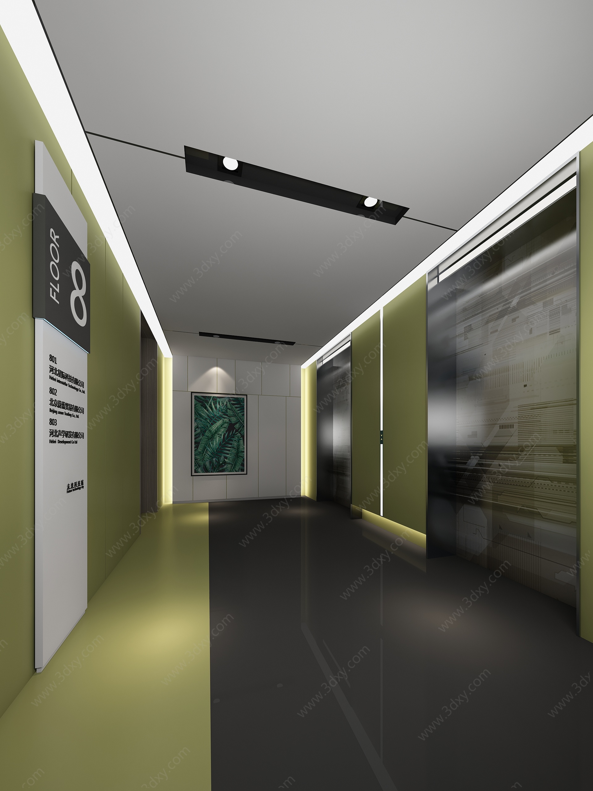 现代办公空间电梯3D模型