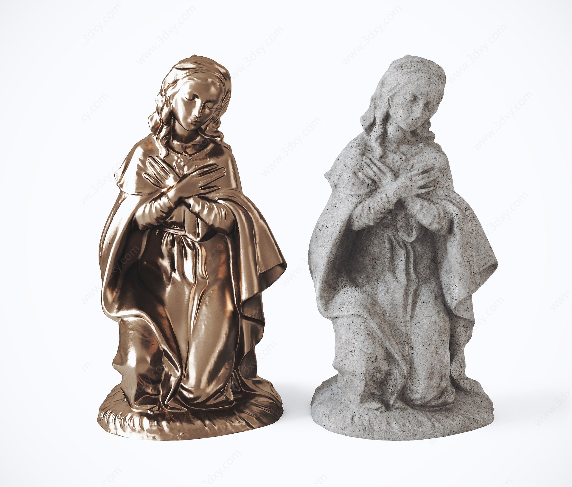 现代圣母玛利亚雕塑摆件3D模型