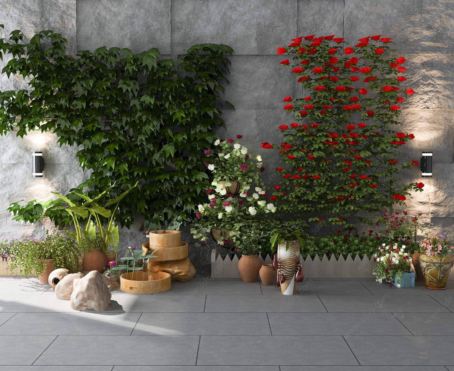 绿植墙盆景花卉园艺小品3D模型