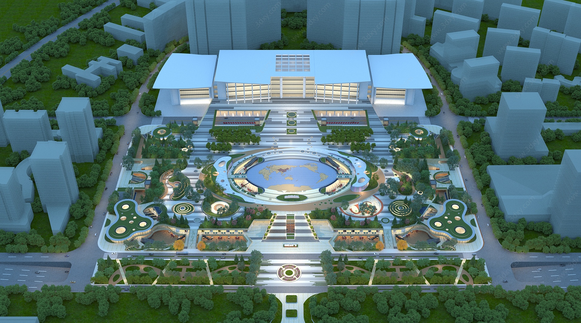 会展中心广场商业下沉景观3D模型