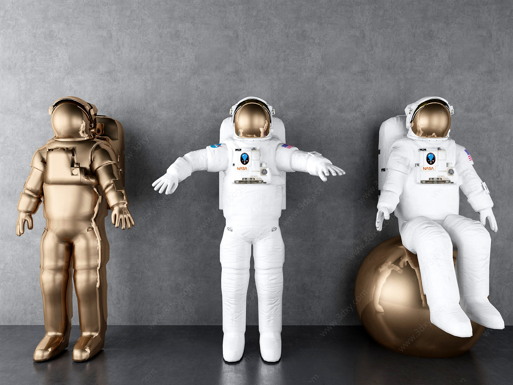 现代宇航员人物摆件3D模型