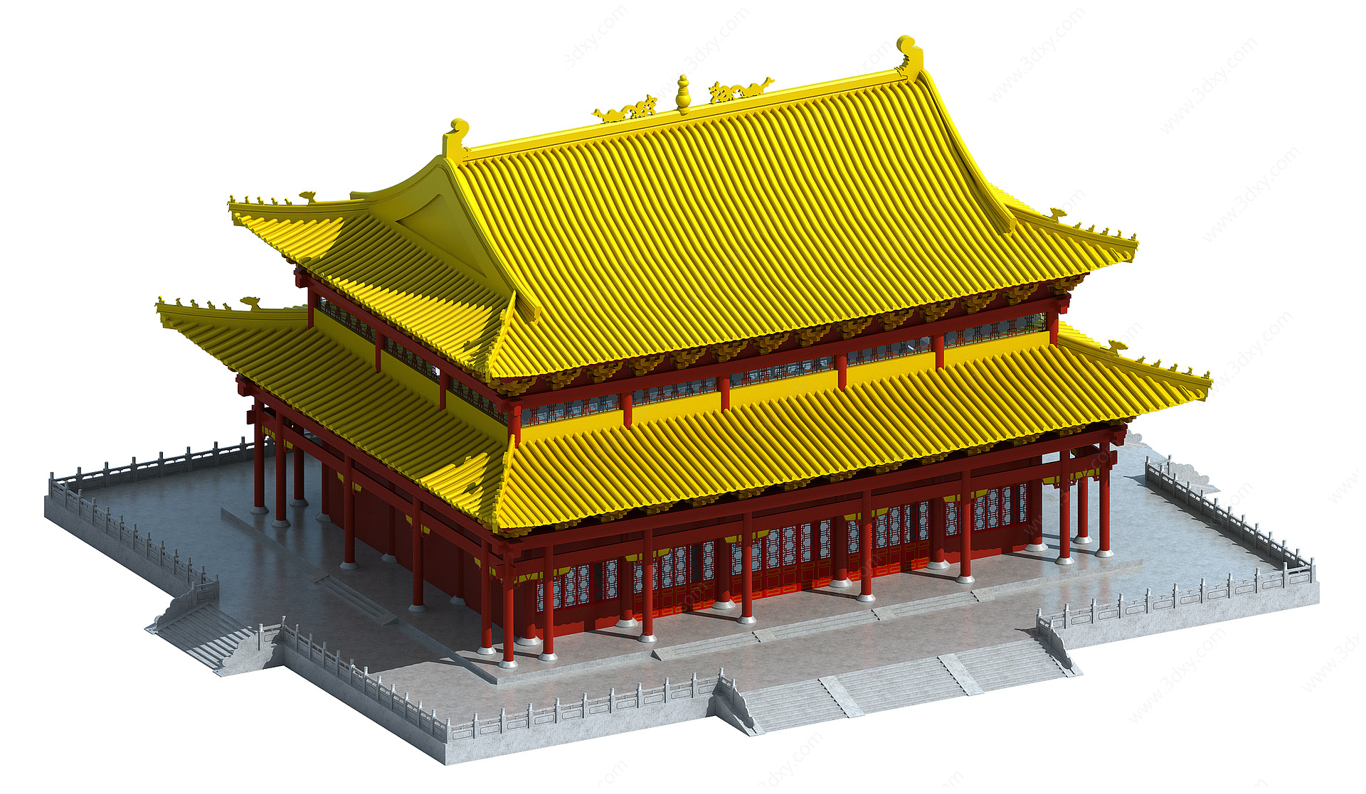 中式建筑古建大雄宝殿佛寺3D模型