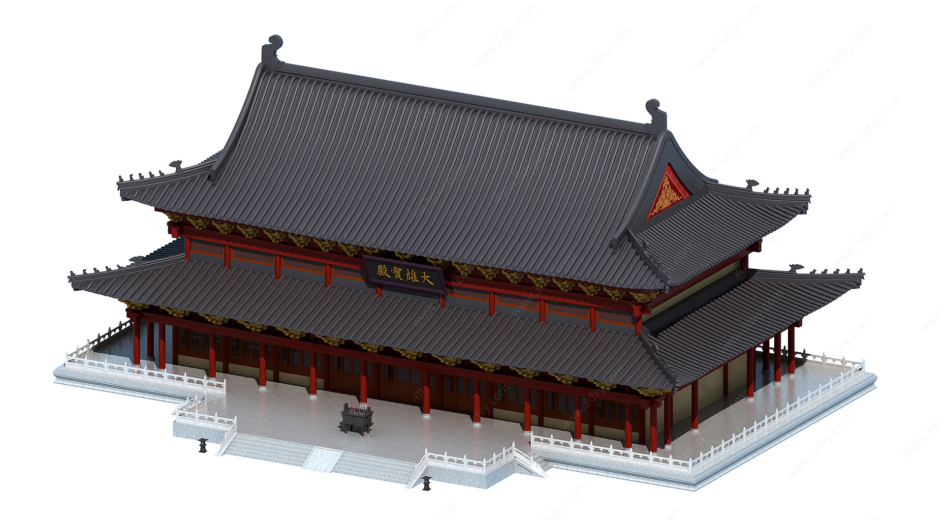 中式风格建筑大雄宝殿佛寺3D模型