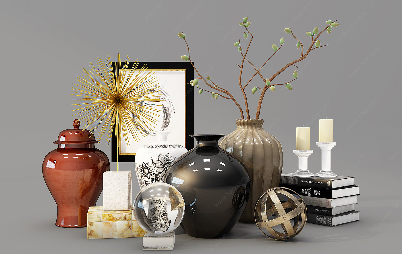 现代装饰品摆件花瓶3D模型