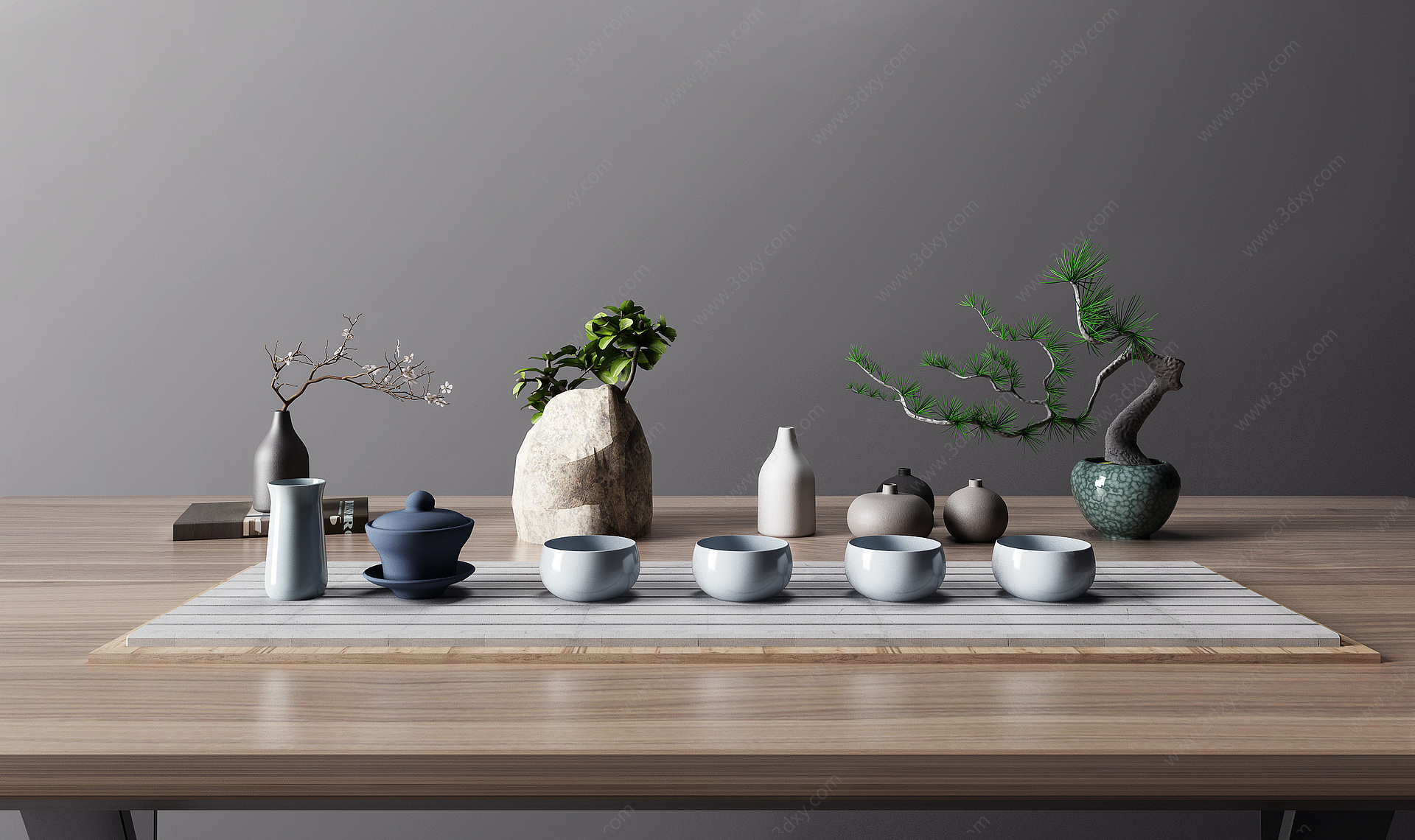 新中式茶具摆件3D模型