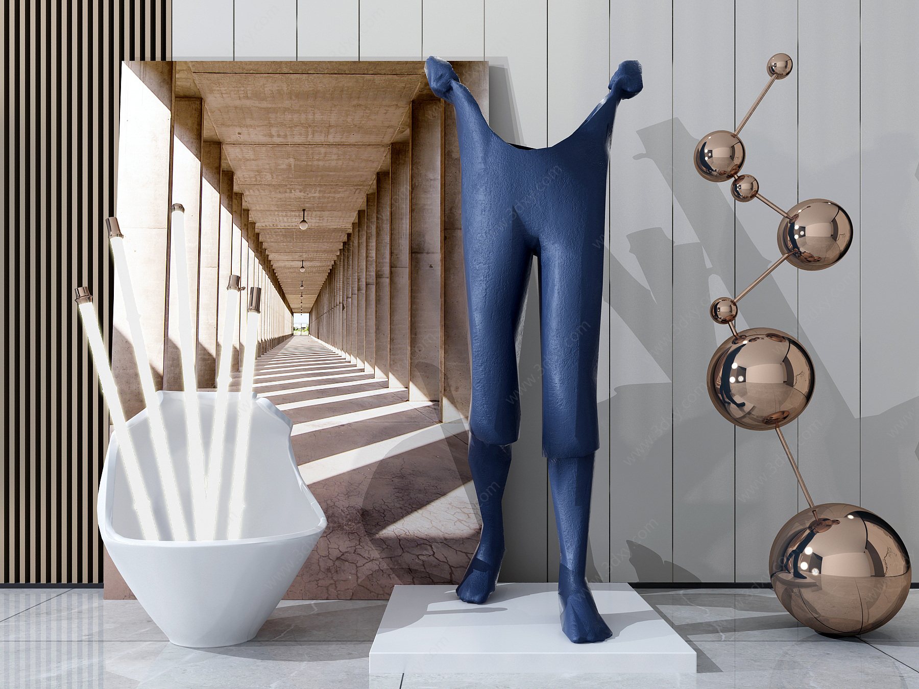 现代艺术异性雕塑摆件组合3D模型