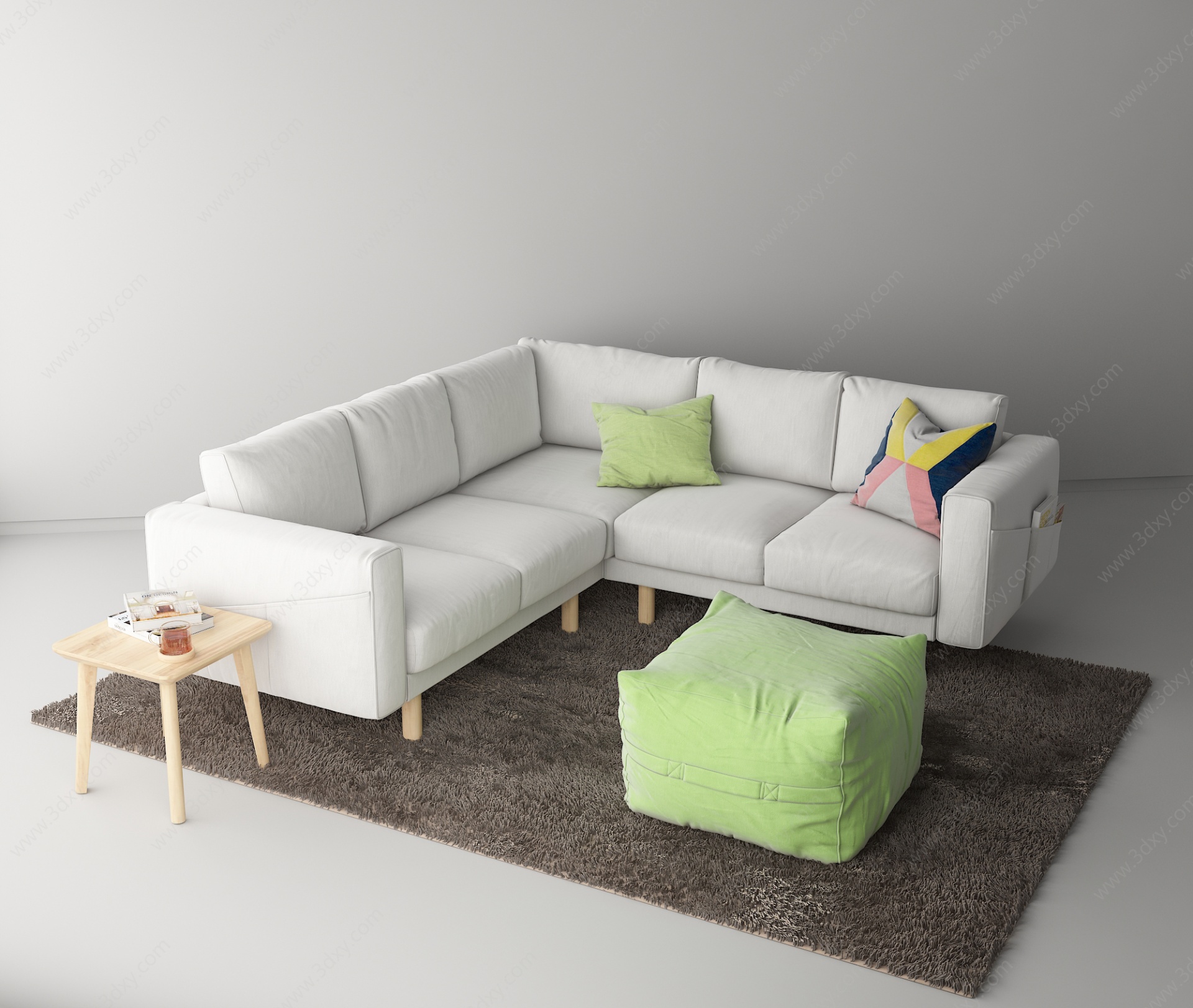 北欧转角沙发组合3D模型