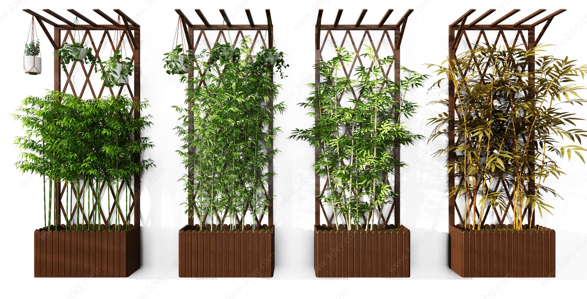 新中式花架竹子组合3D模型