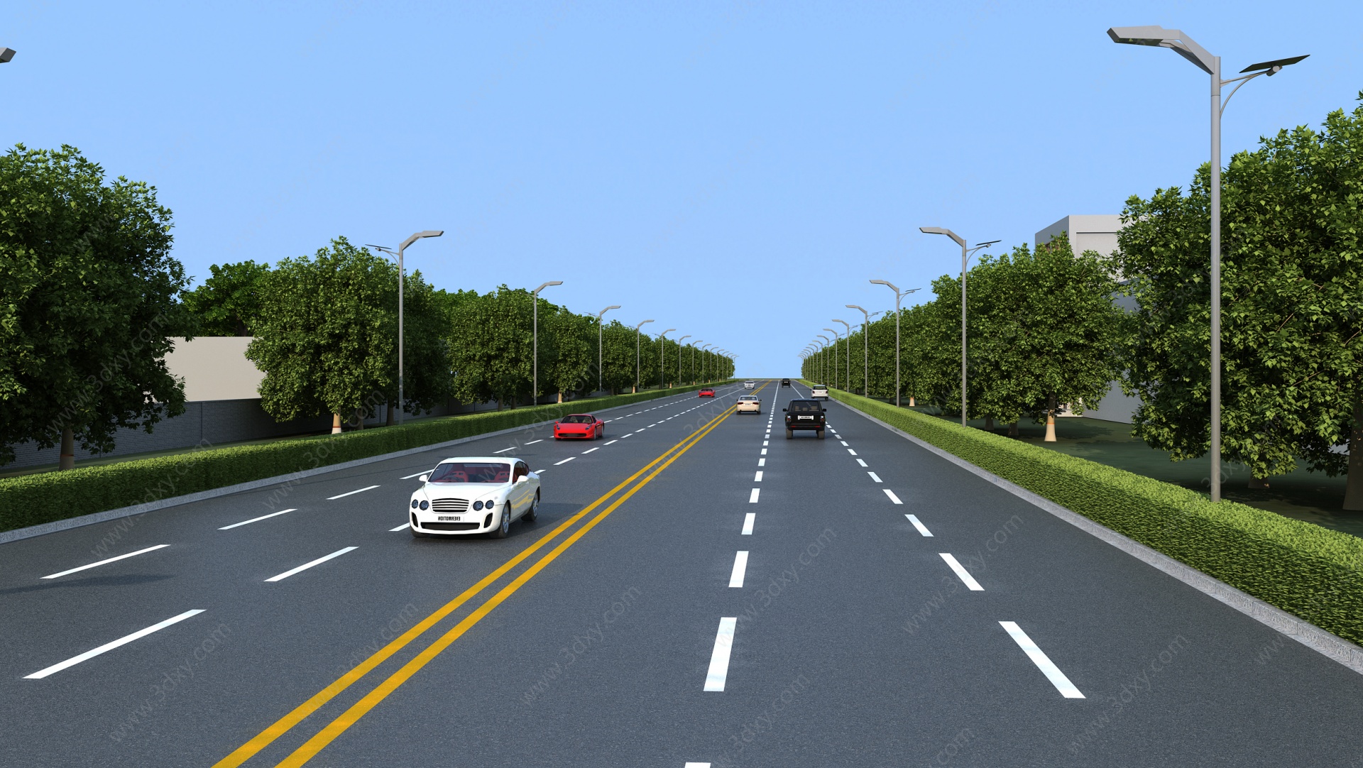 现代道路规划鸟瞰3D模型