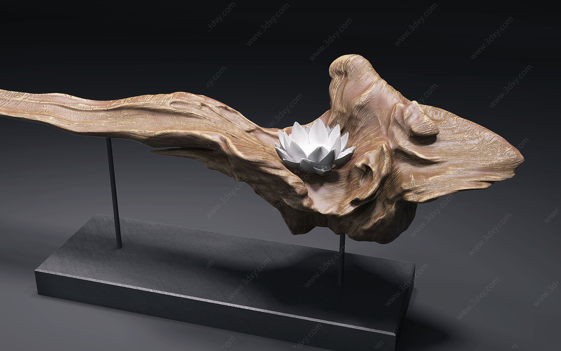 中式石雕雕塑摆件3D模型