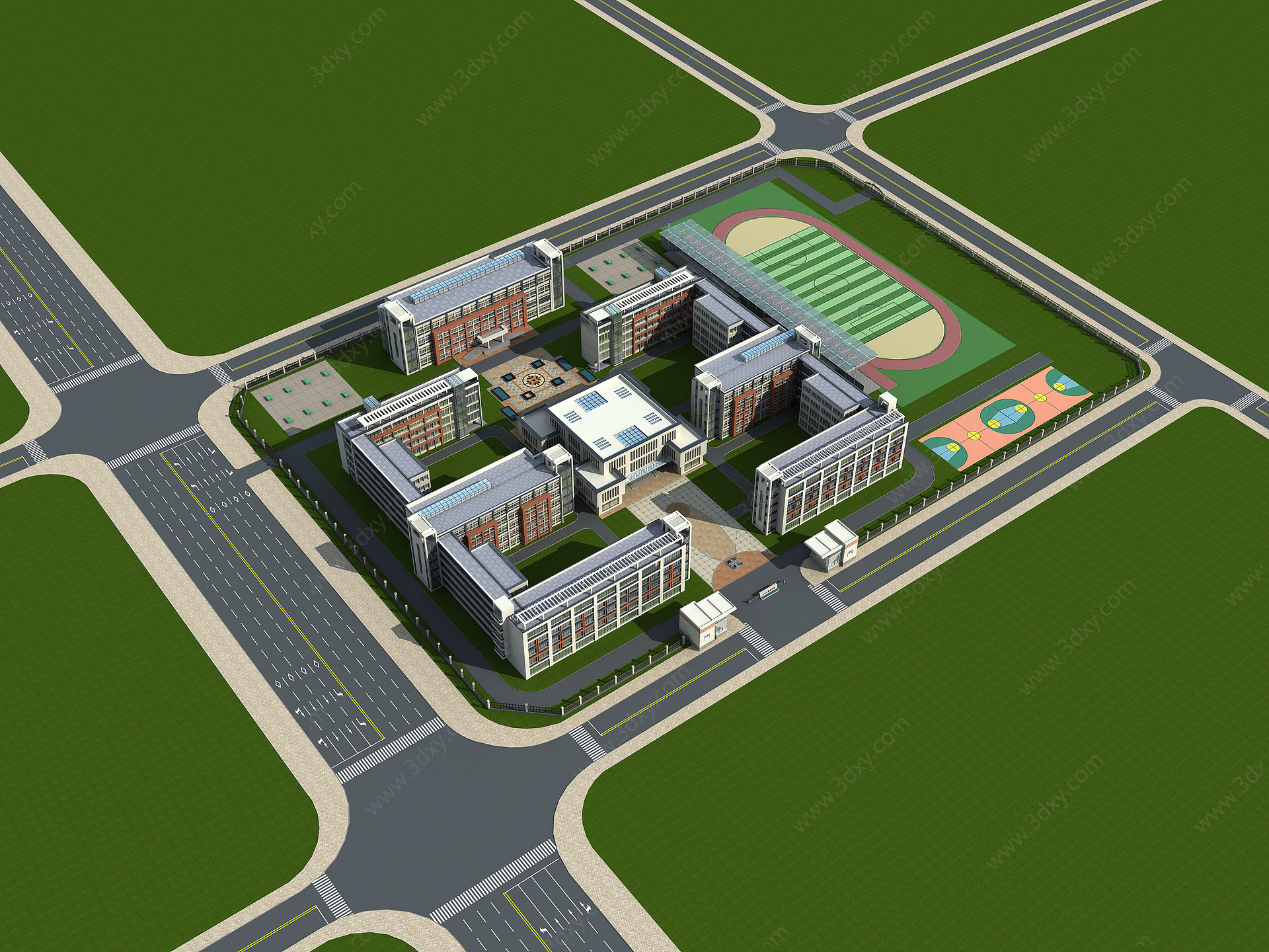 现代学校中学教学楼3D模型