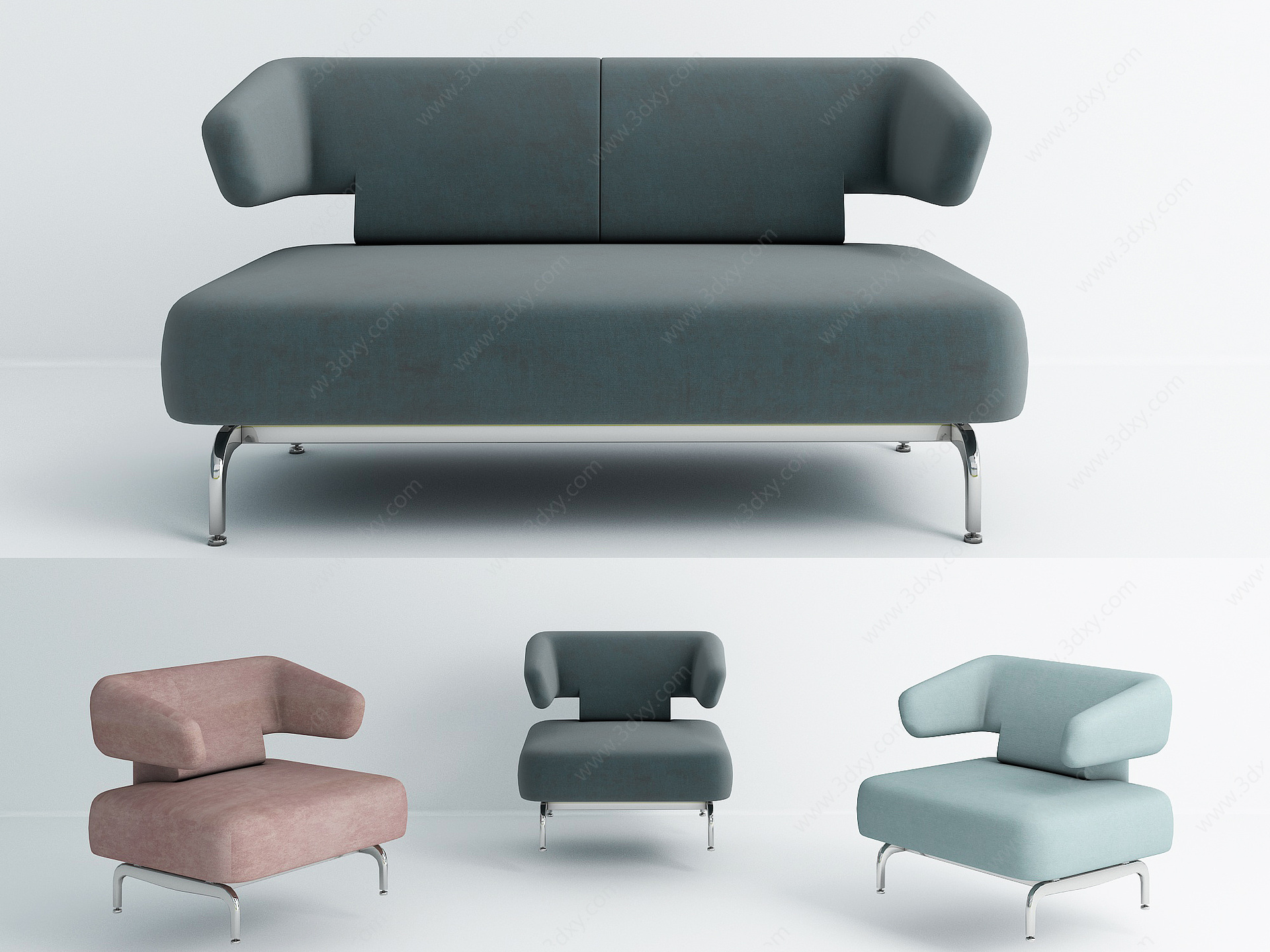 现代异型沙发组合3D模型