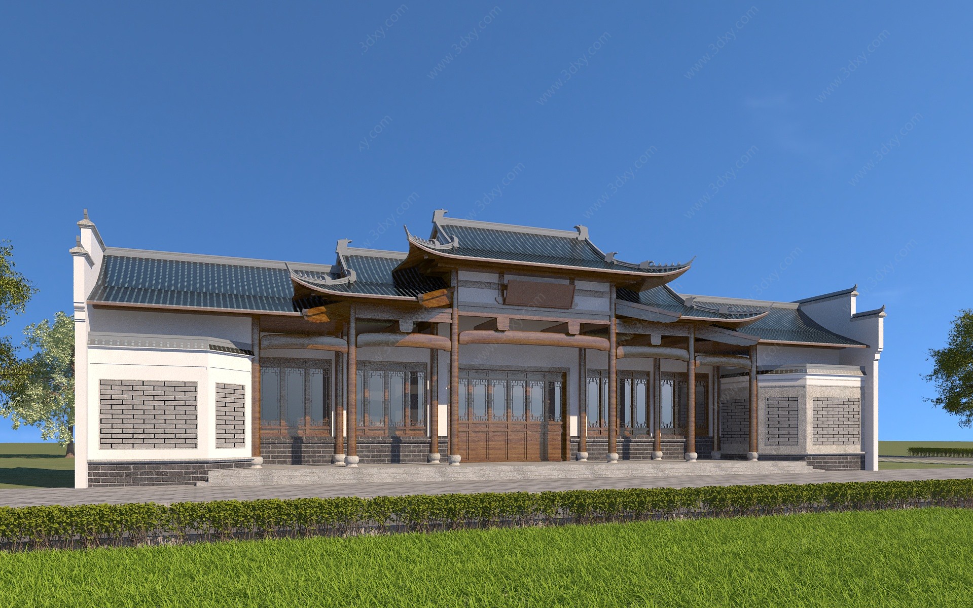 中式古建祠堂3D模型