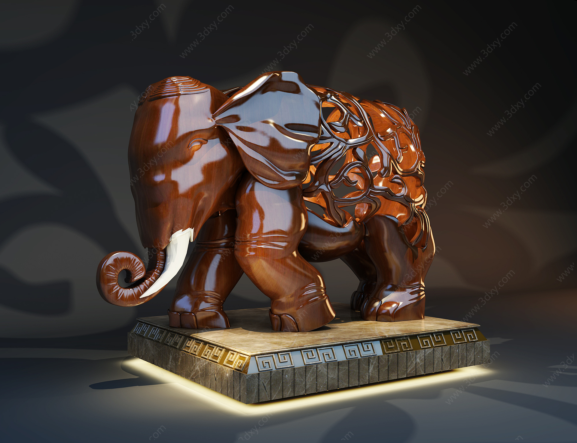 新中式大象雕塑装饰品3D模型