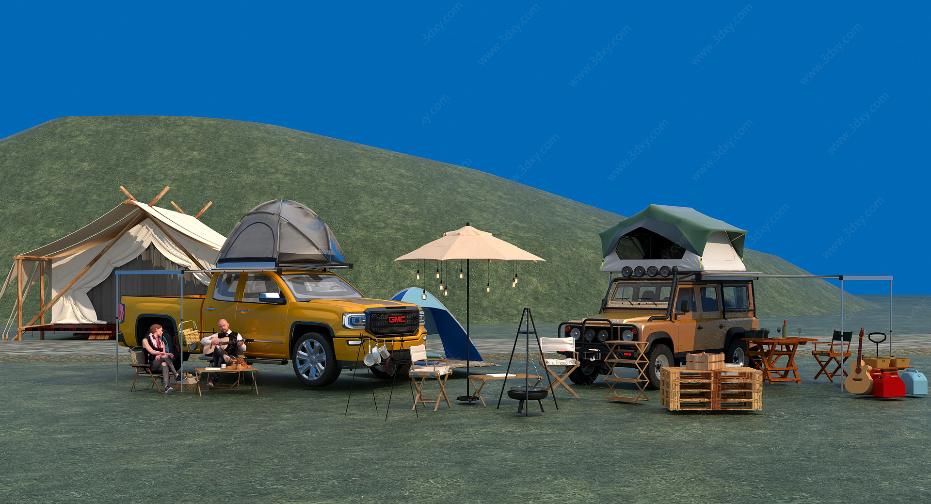 露营帐篷露营车3D模型