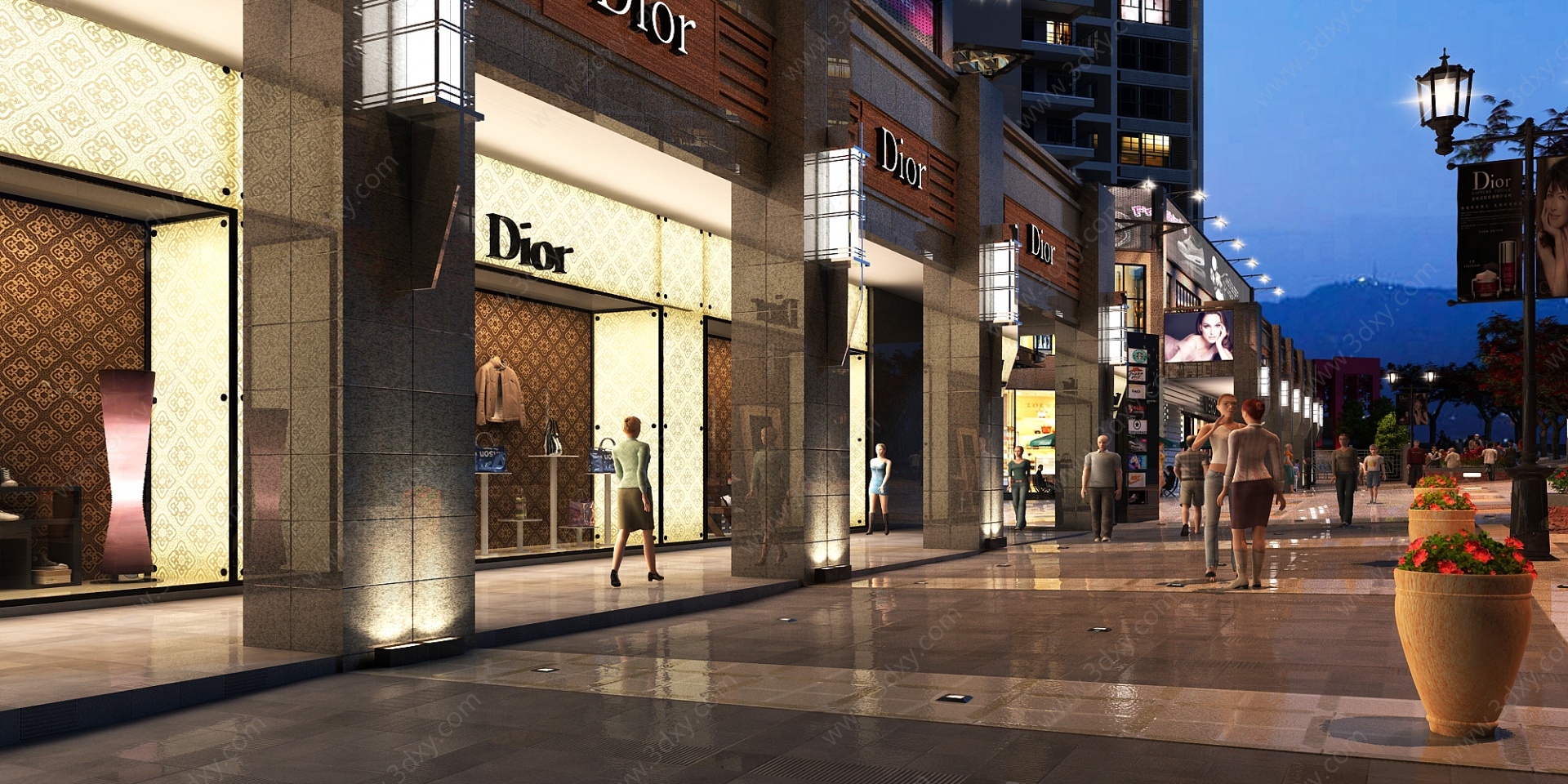 现代商业街3D模型