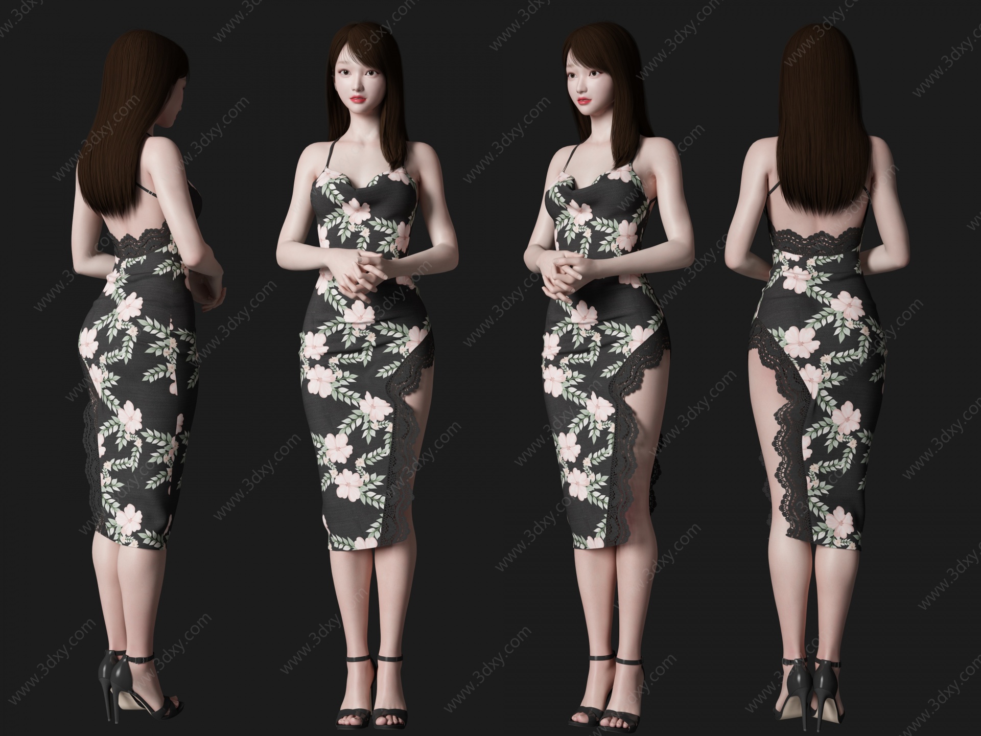旗袍美女人物3D模型