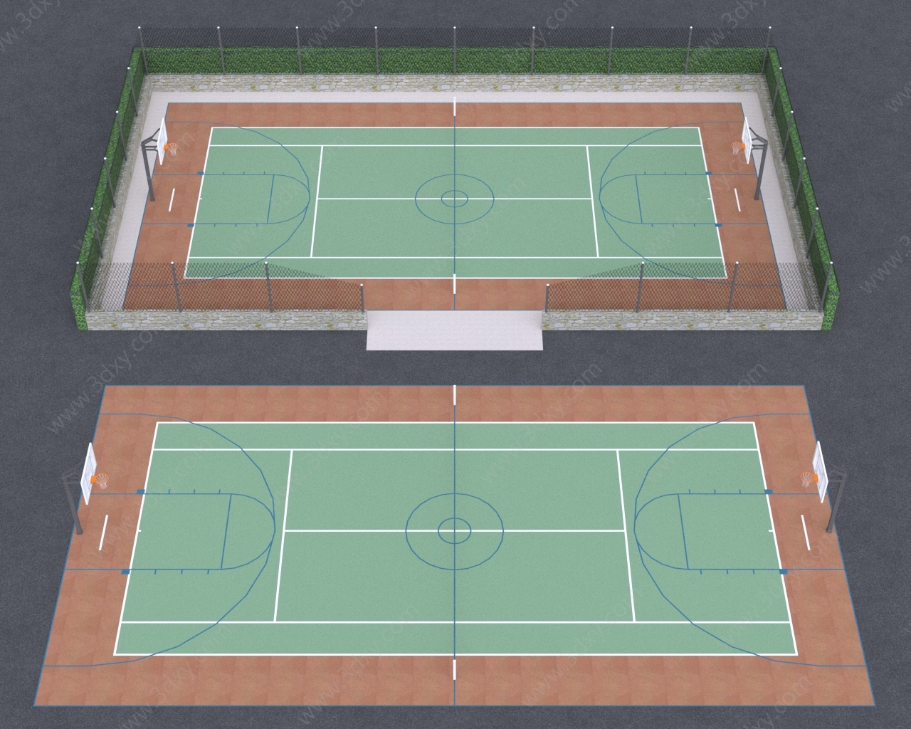 体育健身篮球场3D模型