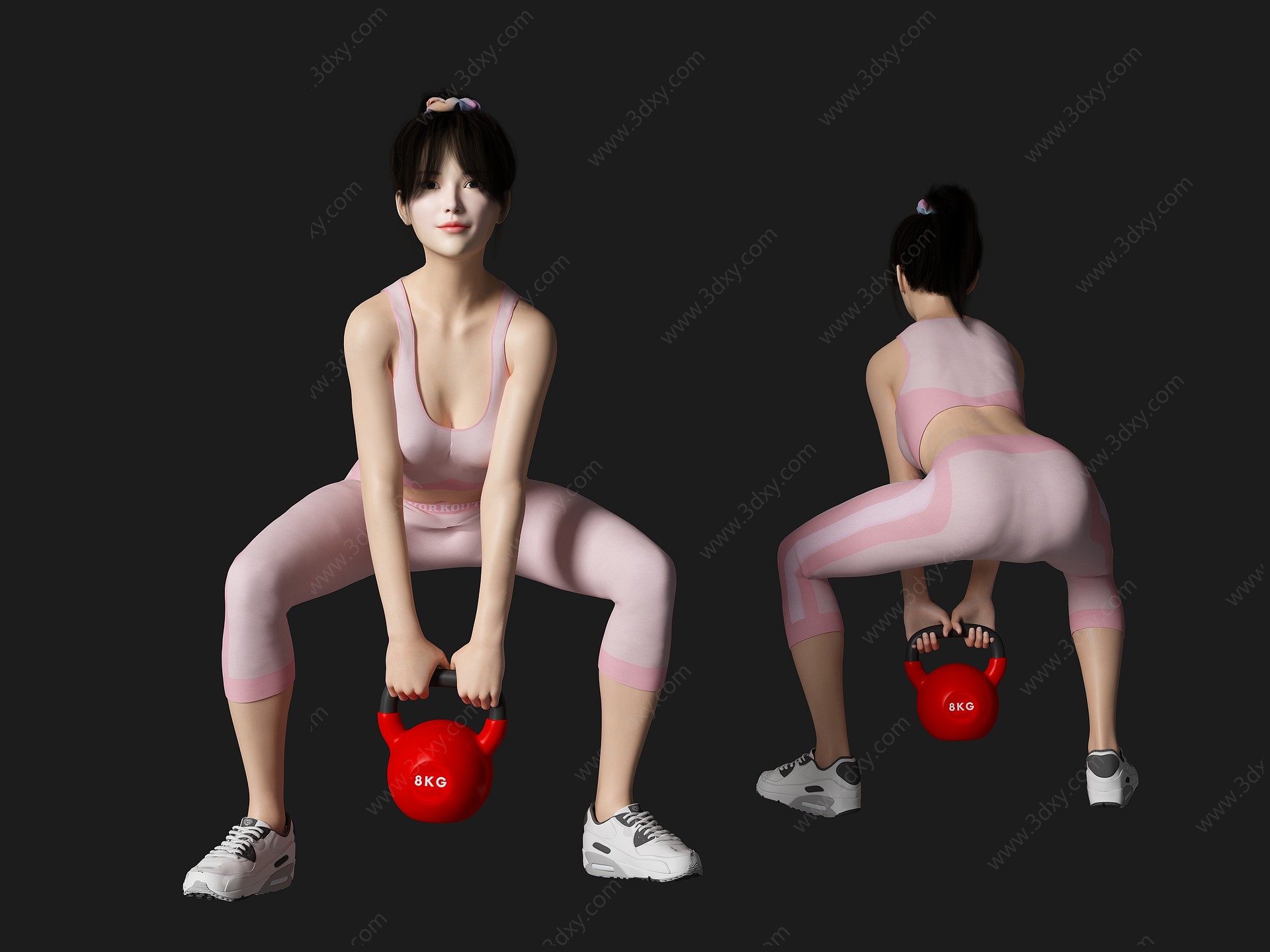健身瑜伽美女人物3D模型