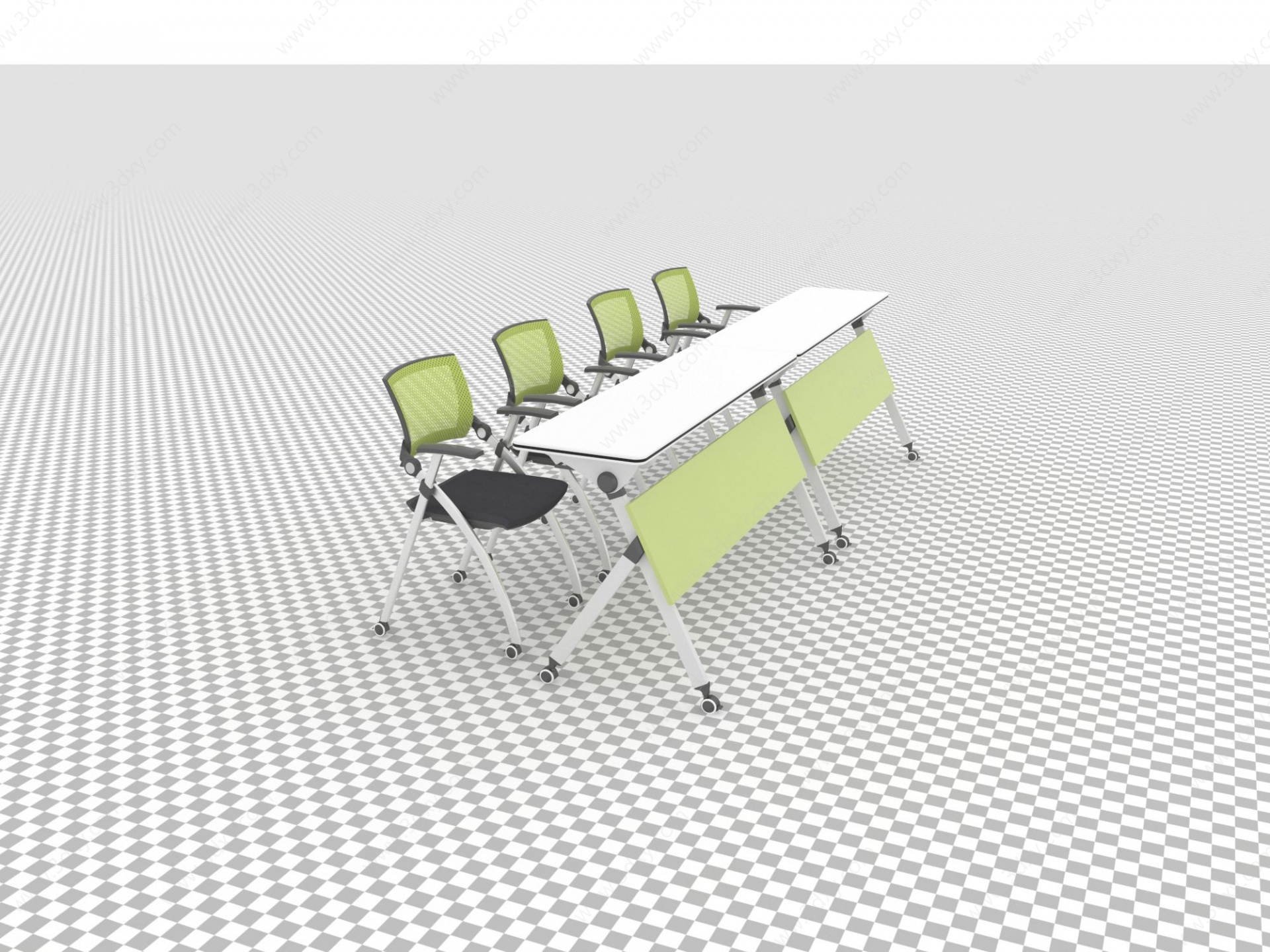 商务办公室会议桌课桌折叠3D模型